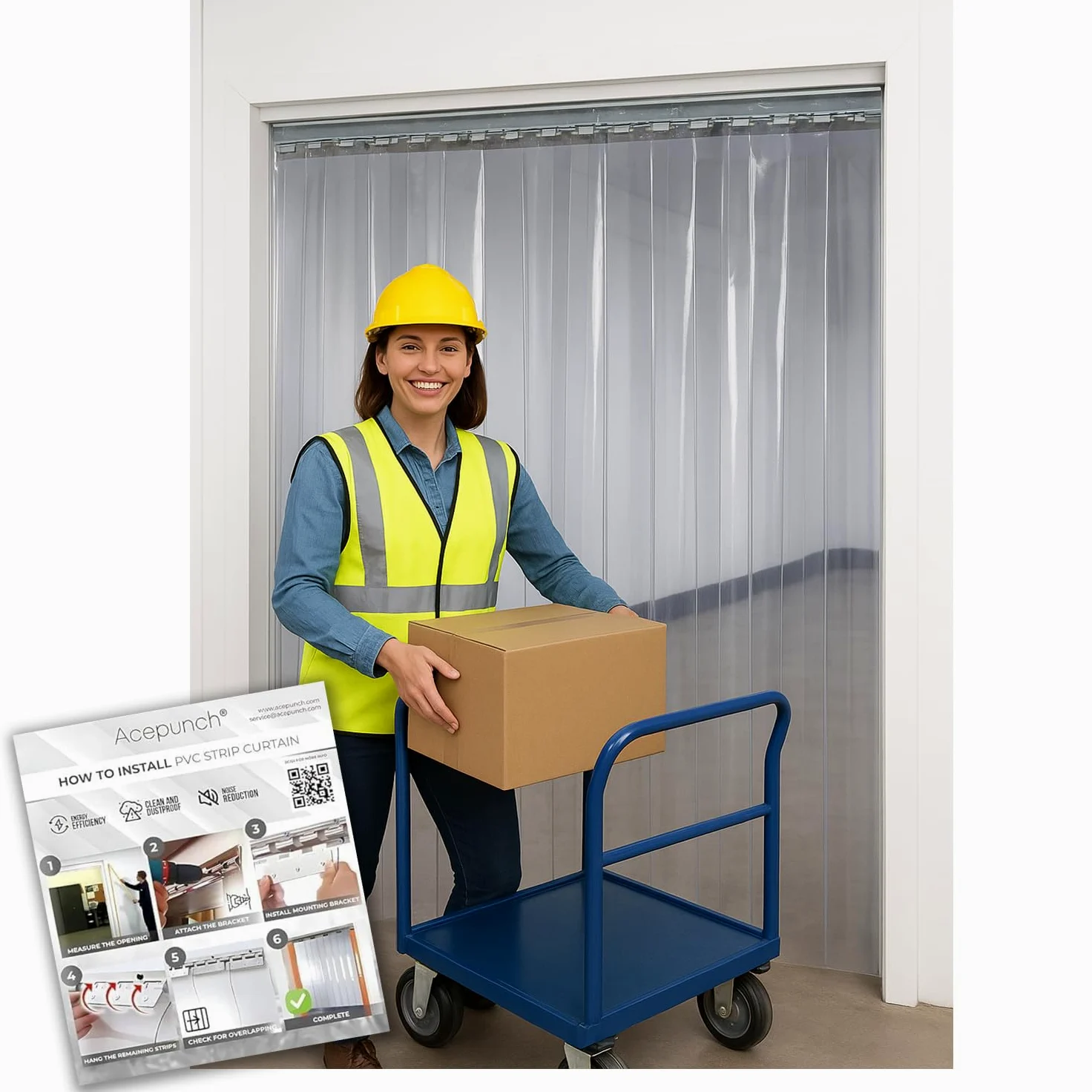 Tenda a Strisce in PVC Trasparente 183x213 cm Tenda Industriale Impermeabile e Resistente per Celle Frigorifere, Magazzini, Garage e Porte Commerciali Facile da Installare