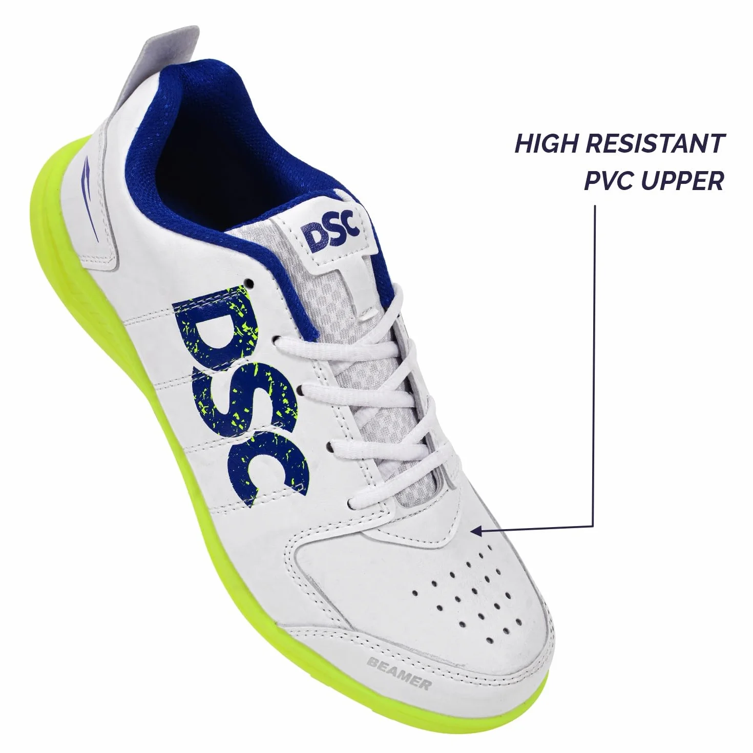 DSC Men's Beamer Cricket ShoesDSC Beamer Cricket Shoes Size 8 UK (Fluro Yellow-White), Beamer-Fluro Yellow-White-8