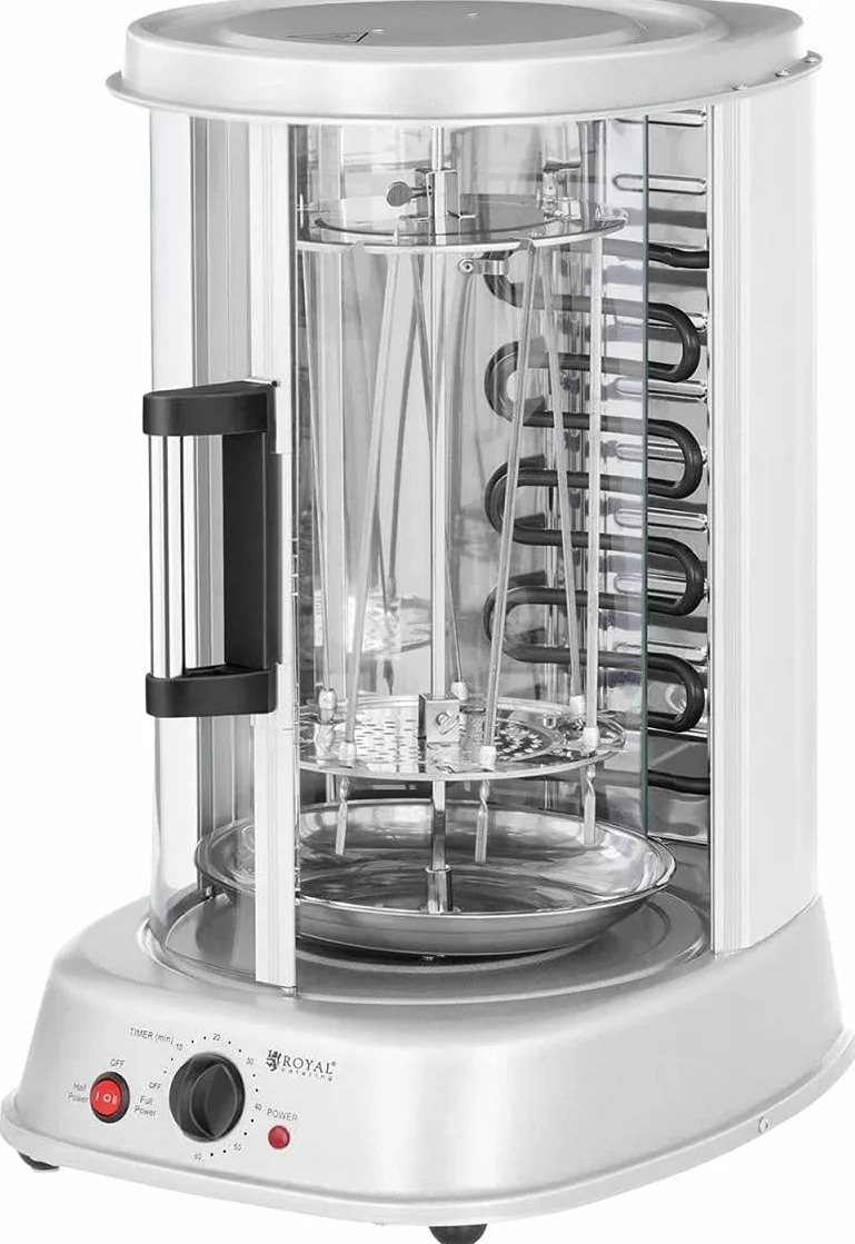 Royal Catering Grill Verticale Elettrico Grill Elettrico Verticale Professionale RCGV-1800-1 (3-in-1, Potenza: 1.800 W, Temperatura fino a 160 °C, Timer di 60 min)