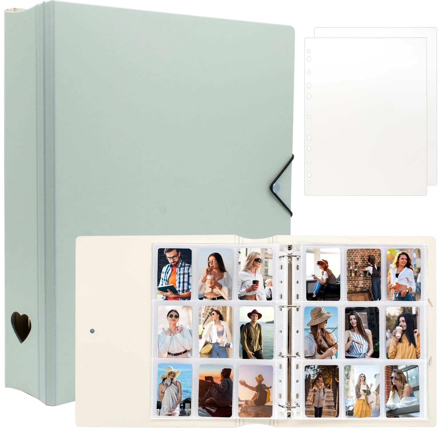Raccoglitore fotografico Kpop, formato A4, con 25 pagine, 9 tasche, 5,1 x 7,6 cm, album fotografico per mini fotocamere Fujifilm Instax Polaroid, pellicola fotografica (menta)