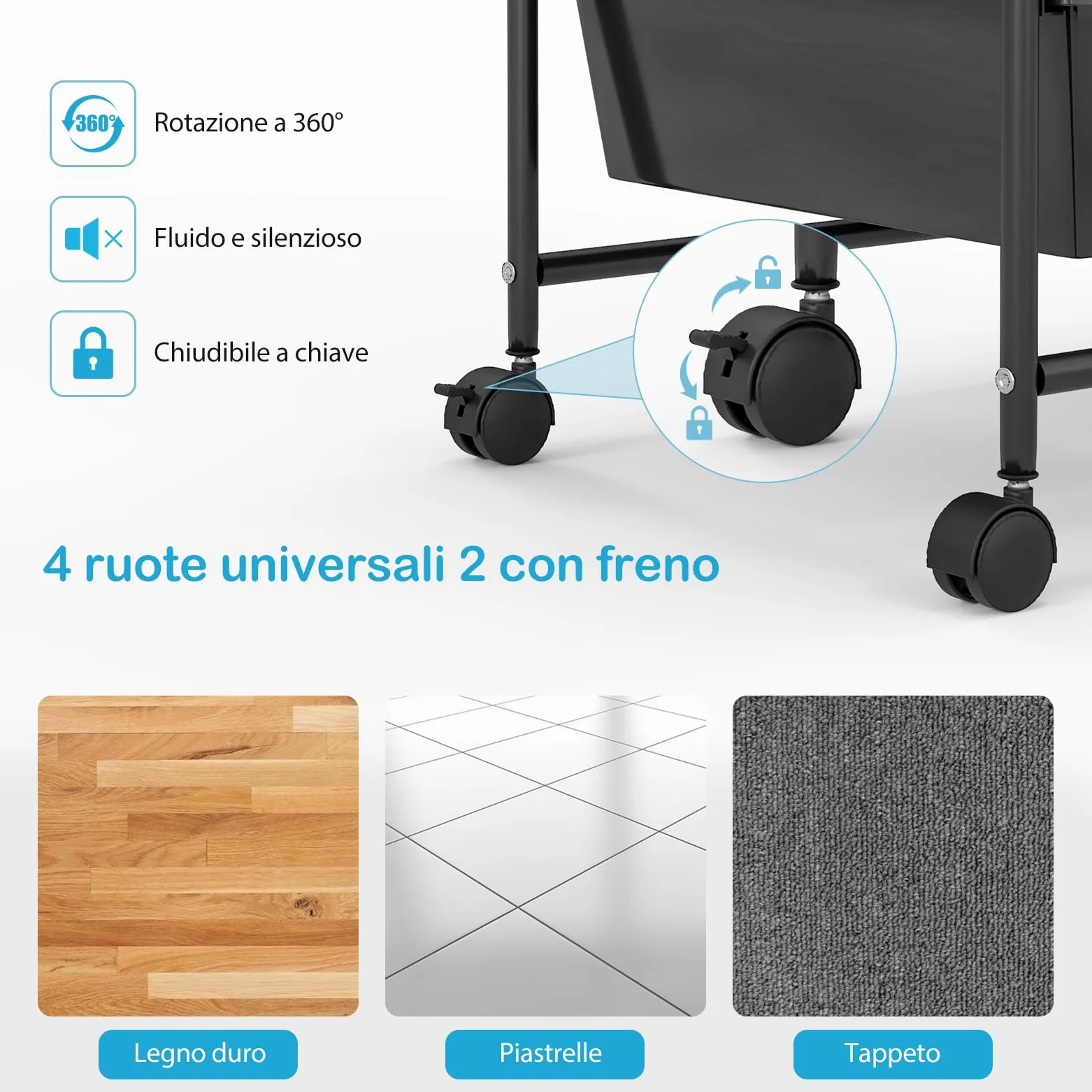 COSTWAY Carrello con 15 Cassetti Impilabili, Carrello di Stoccaggio con Ruote, Carello Portaoggetti per Casa e Ufficio, 63 x 37 x 87 cm (Nero 2)