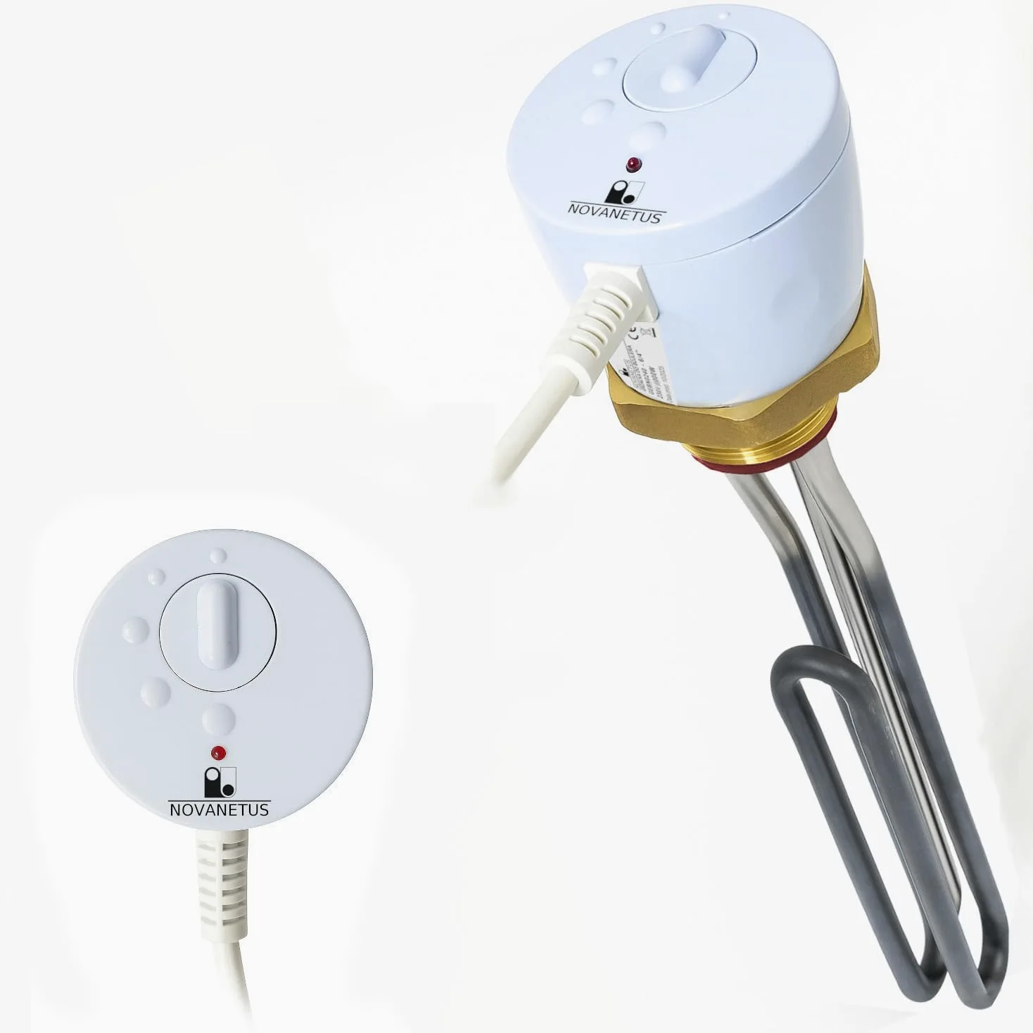 GEBN 5/4" 3kW 3000W 230V Riscaldatore ad Immersione Resistenza a Cartuccia per Caldaia Bollitore per Accumulo Acqua Calda INOX e Smaltato con Termostato