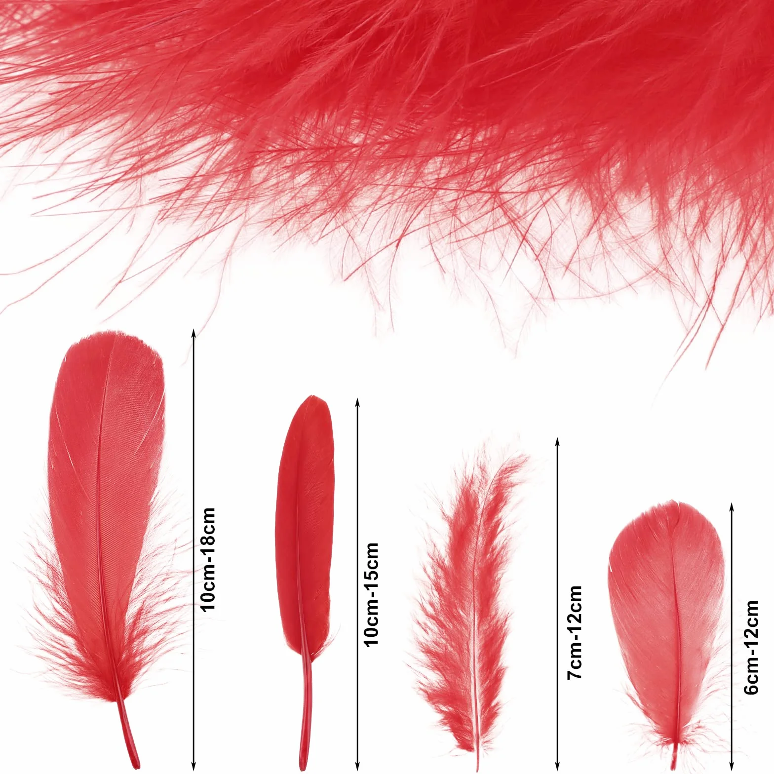 Piume Decorative Naturali 400 Pezzi 7-15cm Rosso per Acchiappasogni Decorazioni