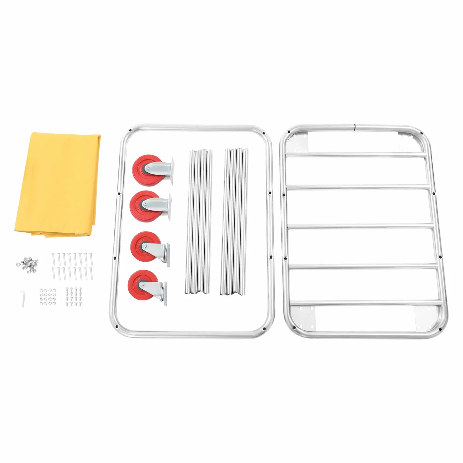 Carrello per la biancheria, 90 x 65 x 80 cm, in acciaio inox, con ruote, portata fino a 200 kg, per hotel, ospedali, lavanderia (giallo)