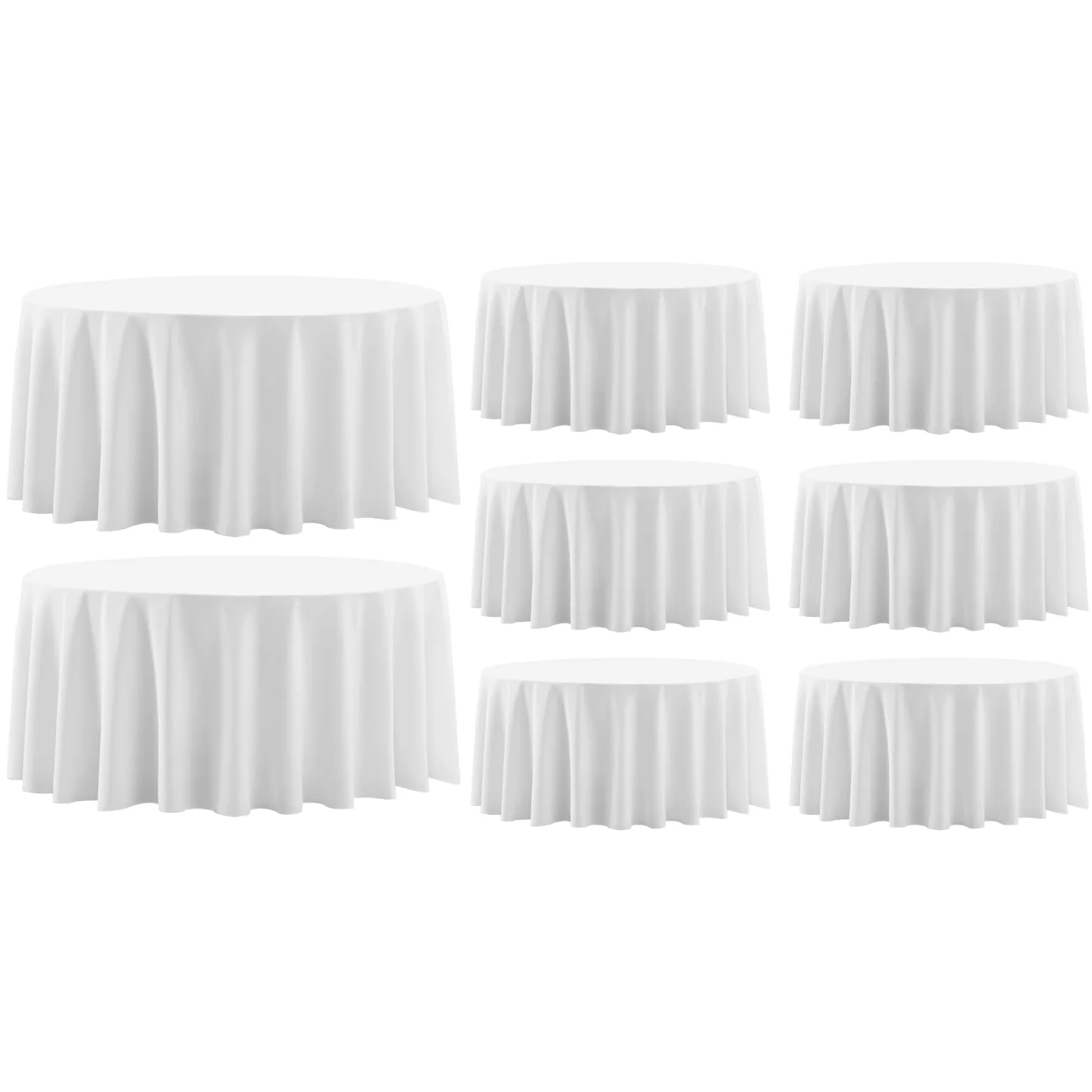 Confezione da 8 tovaglie rotonde bianche da 332 cm per tavoli da pranzo | Tovaglia lavabile, decorativa, in lino, poliestere, per banchetti, buffet, feste, matrimoni