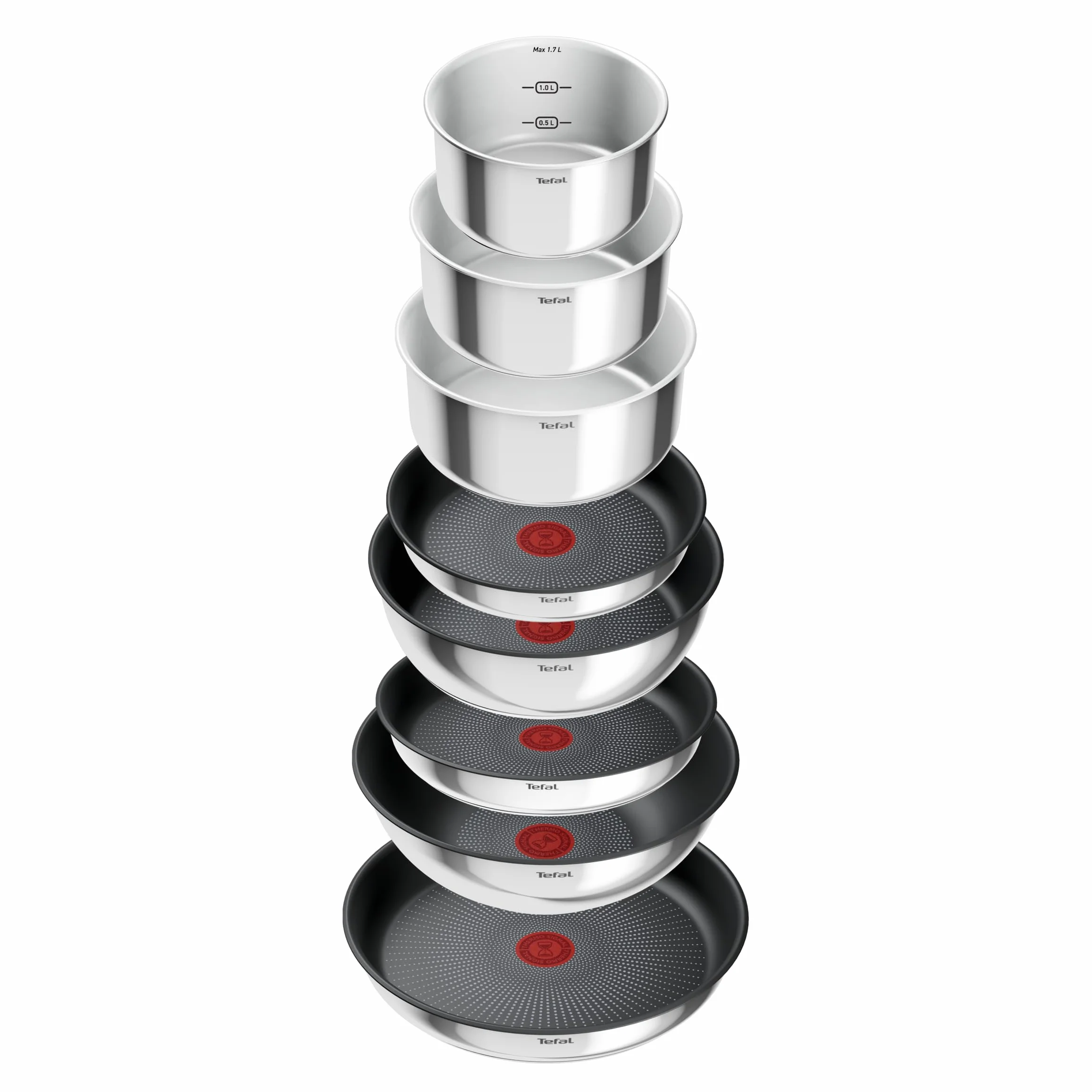 Tefal Ingenio - Set di pentole 20 padelle 2 maniglie rimovibili, induzione, rivestimento antiaderente, impilabile, compatibile con lavastoviglie, Emotion L897SK04