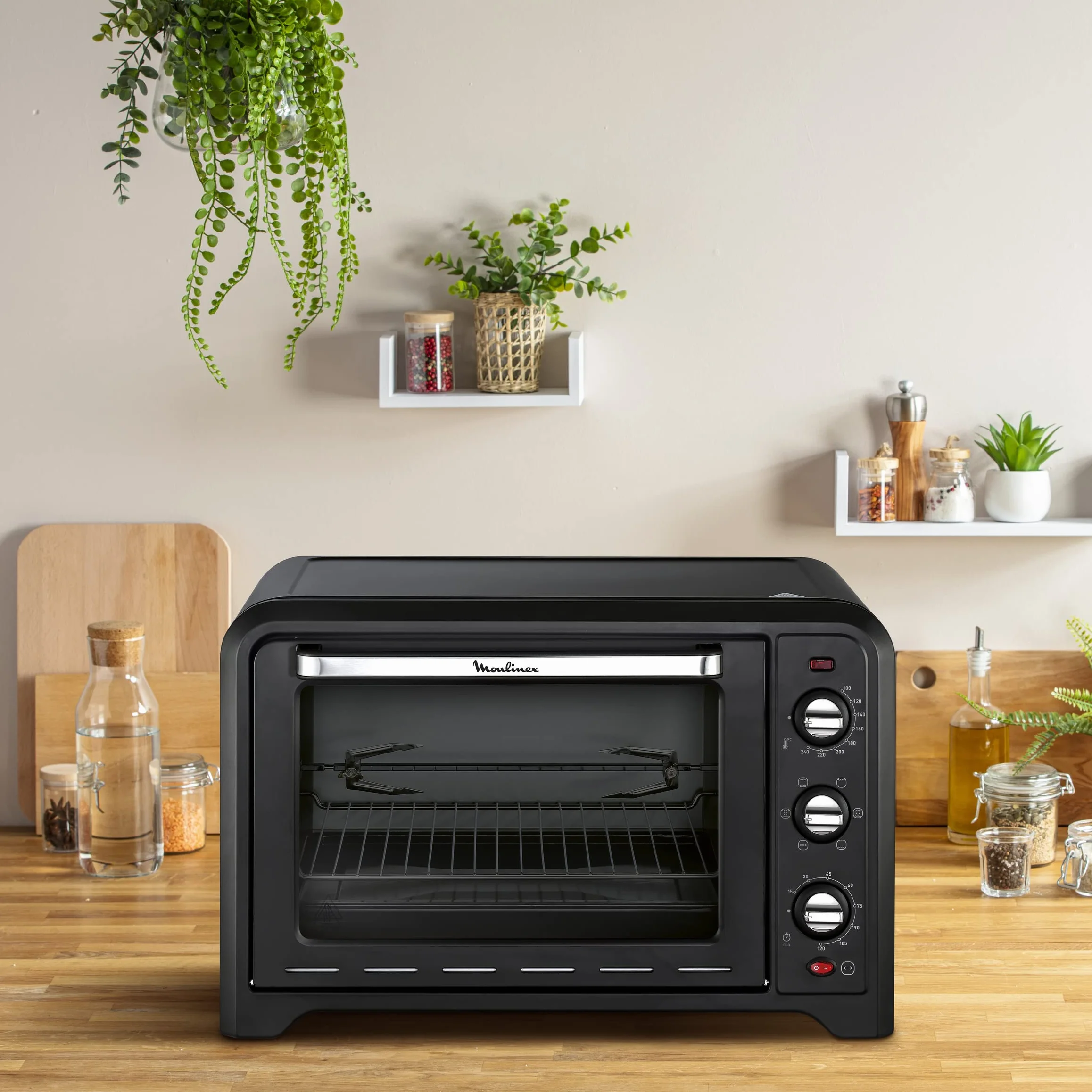 Moulinex OX4858 Optimo Forno Elettrico Ventilato 39 Litri 2000 W 240°C Forno Pizza Carne Pesce Dolci Girarrosto 7 Modalità
