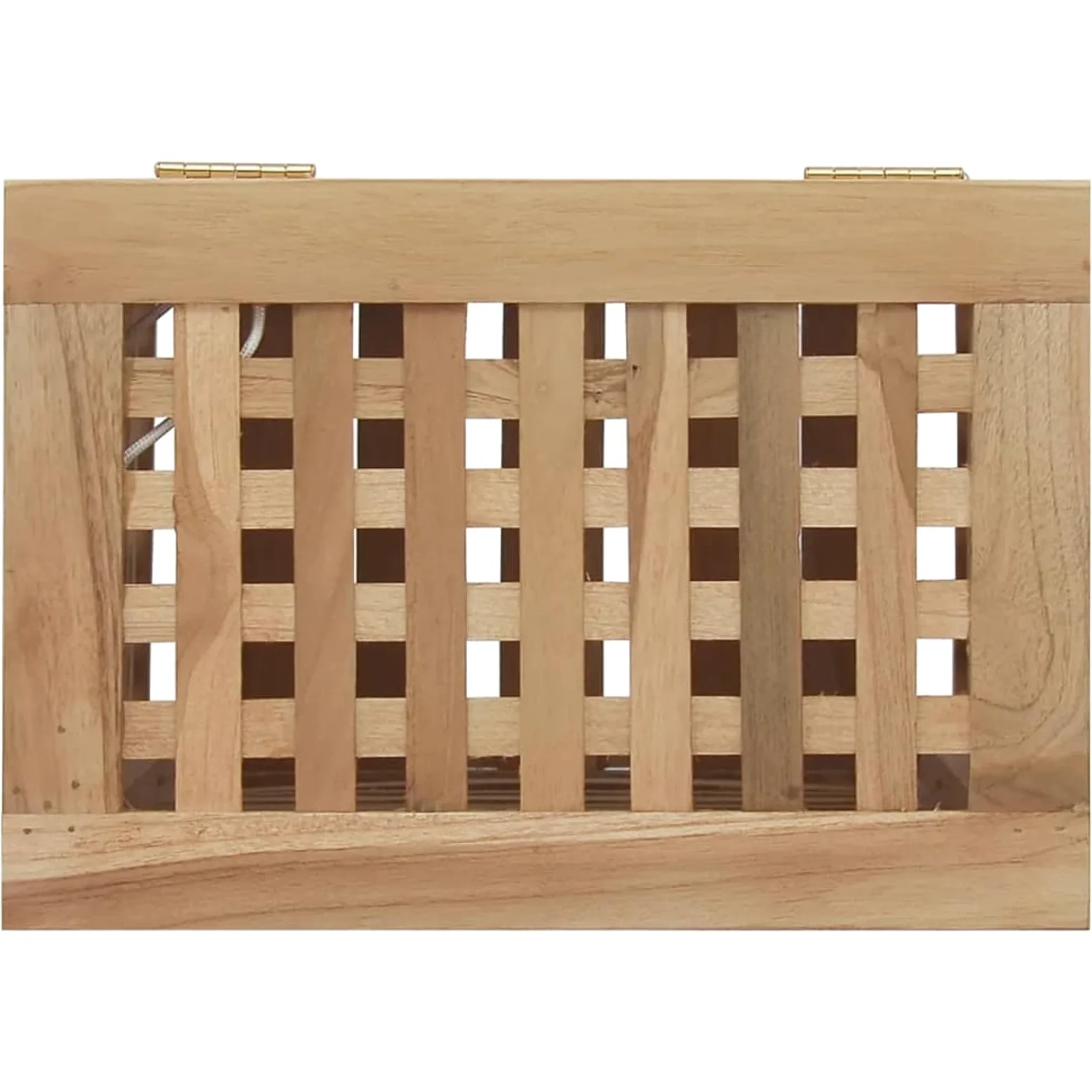 Cesto portabiancheria in legno di teak, design ventilato in teak massiccio, con borse rimovibili e ripiano per organizzare la biancheria e gli oggetti essenziali per la casa