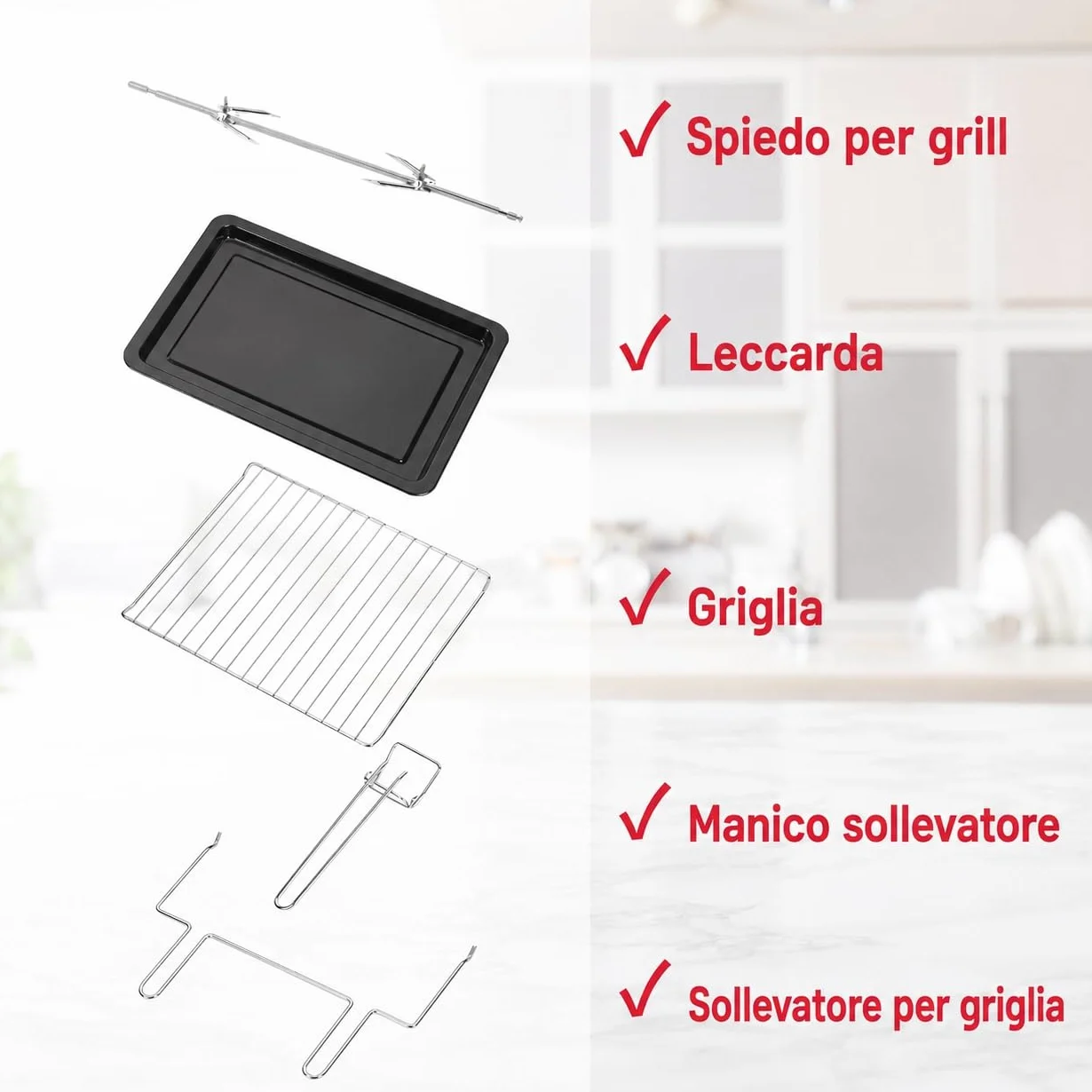 OptimumX Forno Elettrico 60L Ventilato 2200W Girarrosto Nero
