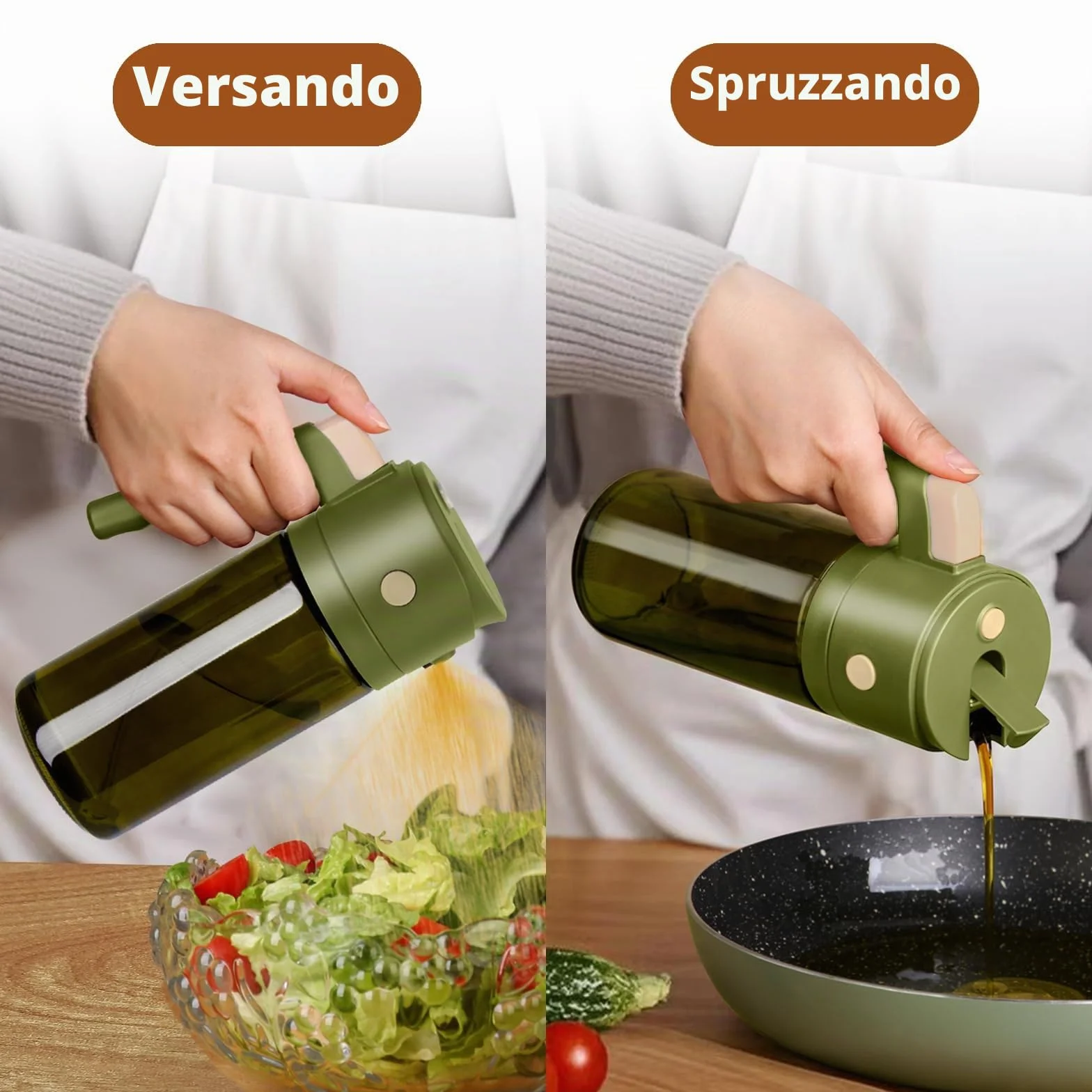 Bottiglia spray olio d'oliva in vetro 552 ml dispenser 2 in 1 per cucina