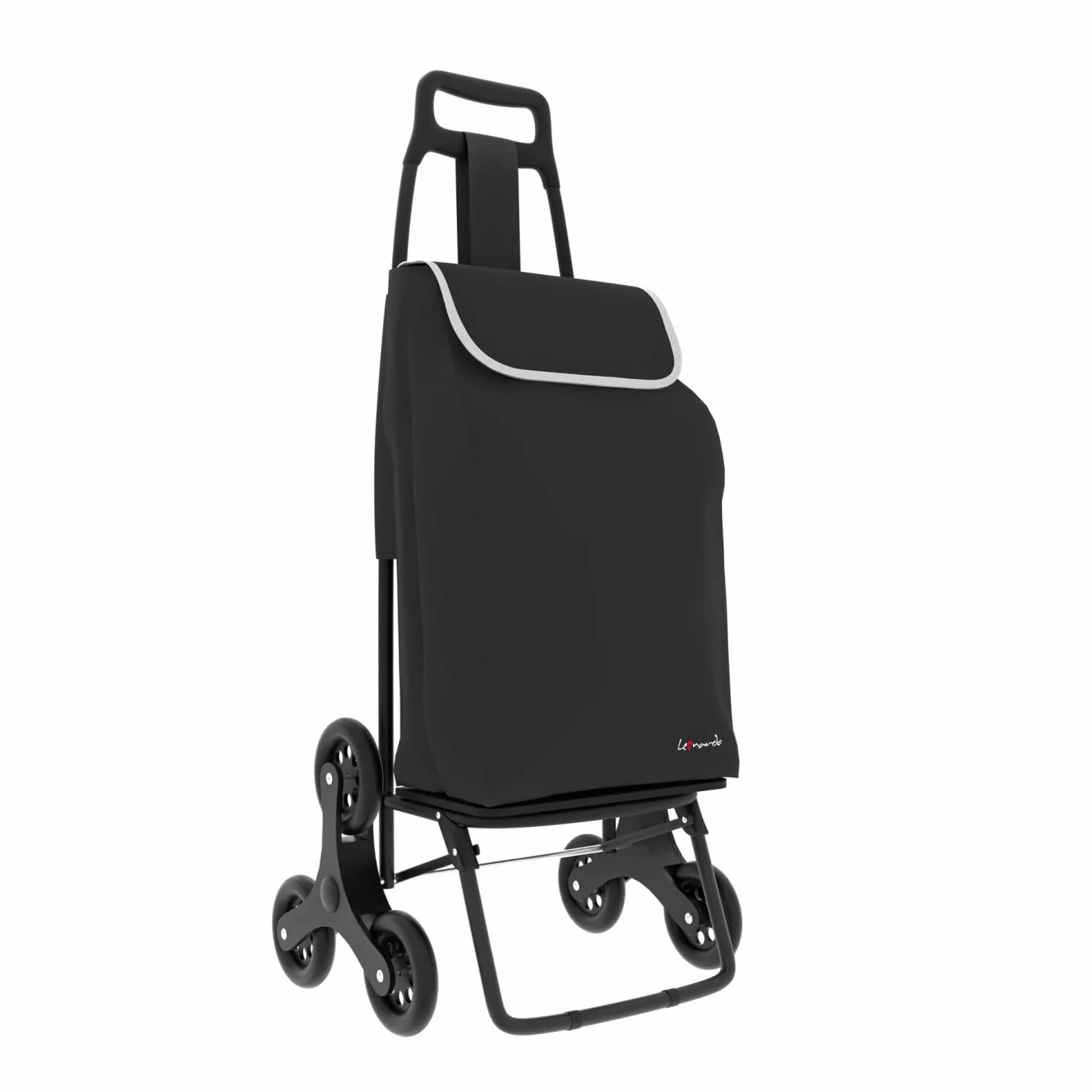 Leonardo Trolley per la Spesa con Tre Ruote Girevoli Saliscale, Portaspesa con Borsa Rimovibile