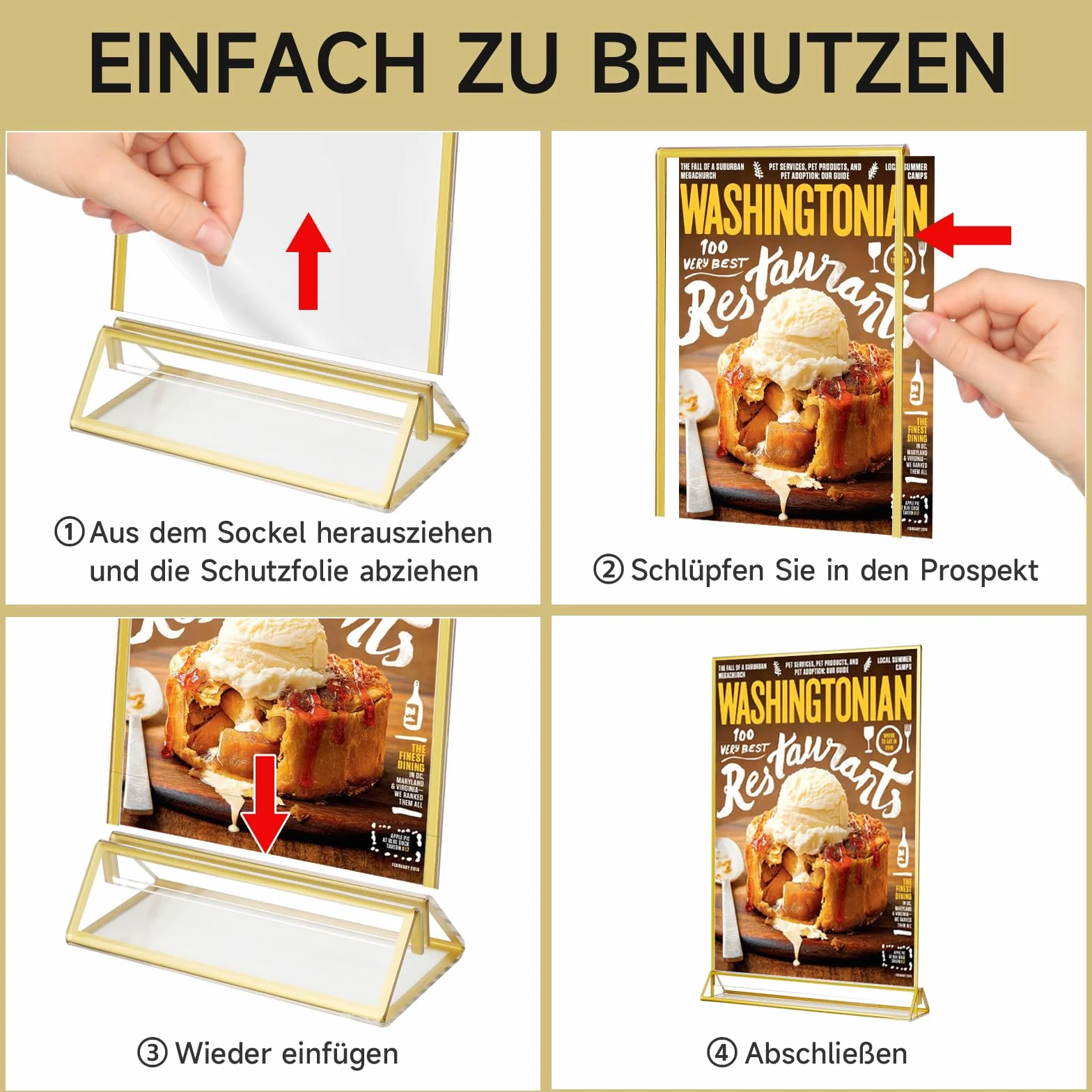 SAN LIKE Cornice foto A4 oro 6 pezzi portacarte acrilico trasparente doppia faccia espositore cavalletto numeri tavolo nozze