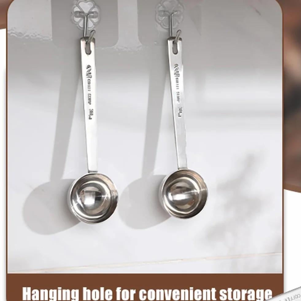 Set di 2 misurini da caffè con manico lungo, in acciaio inox, 1 cucchiaio e 2 cucchiai dosatori da 15 ml e 30 ml, per caffè, latte, frutta in polvere (15 ml e 30 ml)