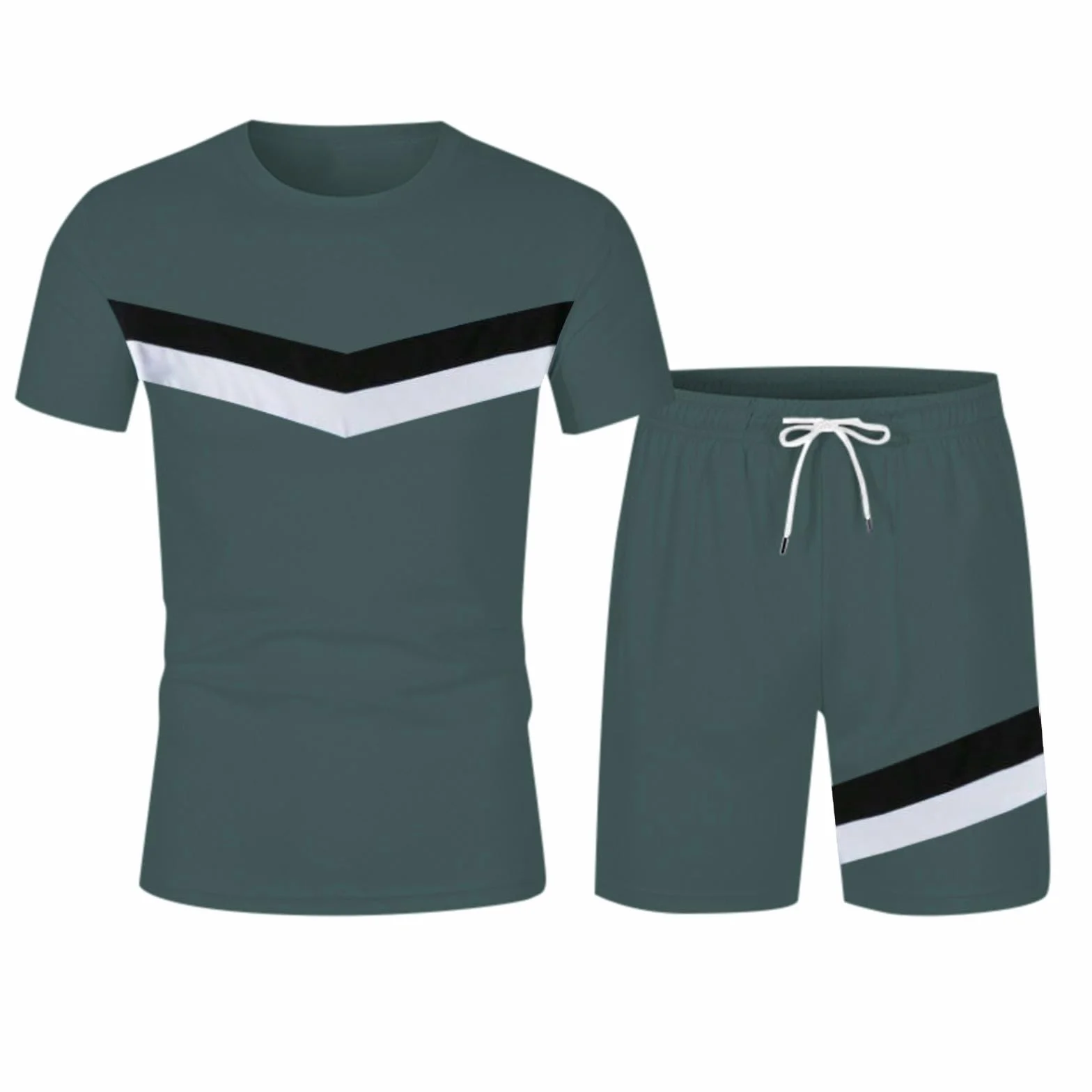 Tuta Uomo Completa Estivi 2 Pezzi - Tute Cotton Tee Shirt Manica Corta Pantaloncino Tasche Coulisse Set Ginnastica Traspirante Casual Streetwear