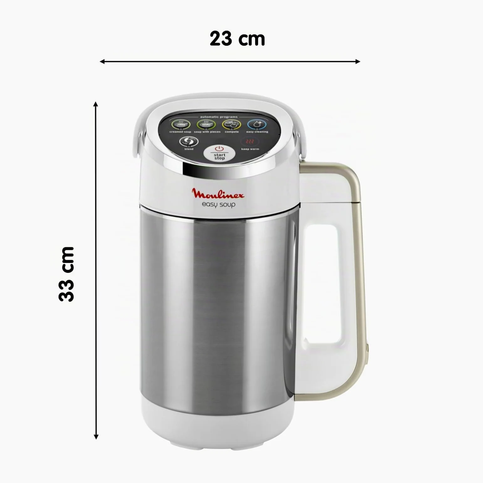 Moulinex LM841110 Easy Soup, Soup Maker con Acciaio Inossidabile, Facile Da Usare per Preparare Zuppe e Frullati, Capacità 1.2 Litri, 4 Programmi di Cottura e Sistema di Mantenimento al Caldo