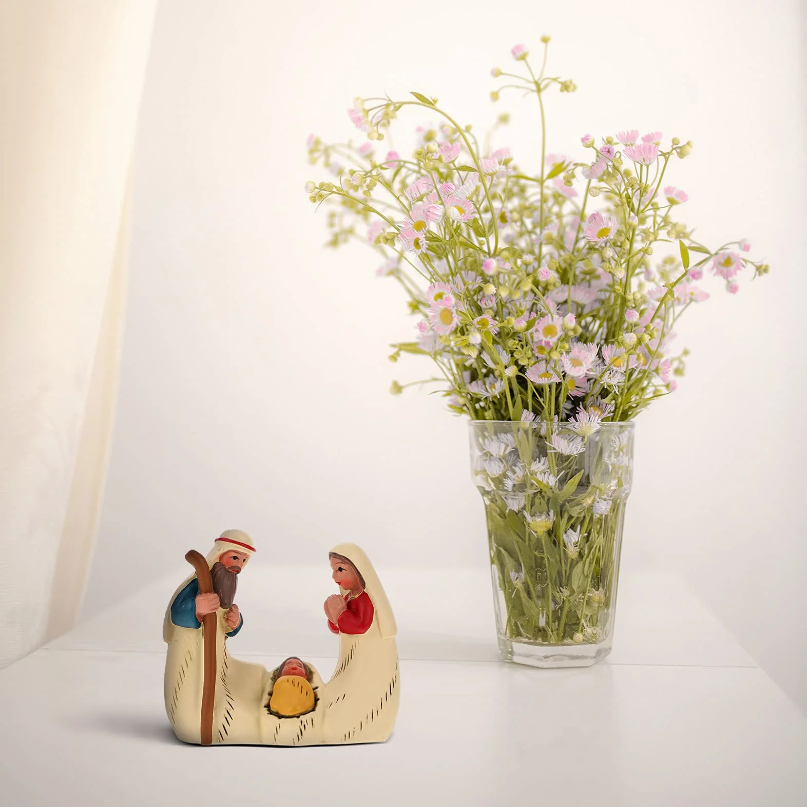 MAGICLULU Nativity Ornaments Scultura Religiosa in Resina 2.4 Pollici Mini Statua Sacra Famiglia Per Decorazioni Casa E Tavolo Natale