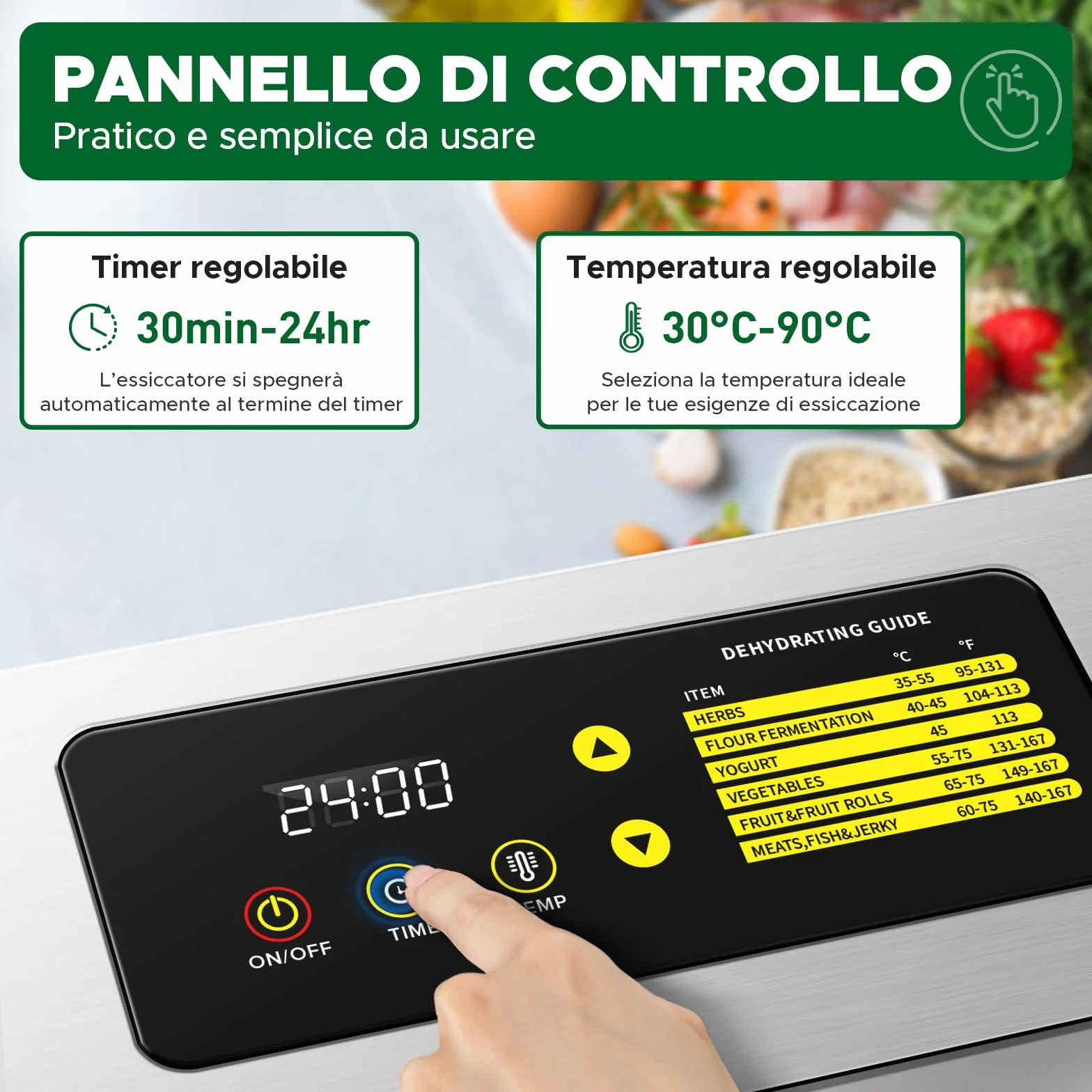 Kwasyo Essiccatore Alimenti 15 Vassoi Inox, 1200W Doppia Ventola, per Carne, Frutta, Snack Cani, Erbe, Temp. Regolabile 90°C, Timer 24H, Finestre Multiple, Essiccazione Potente
