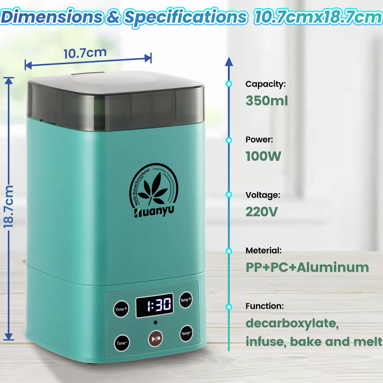 Huanyu Decarbossilatore, in PP, PC, alluminio, silicone, per erbe, olio alle erbe, macchina per infusioni, uovo per olio al burro