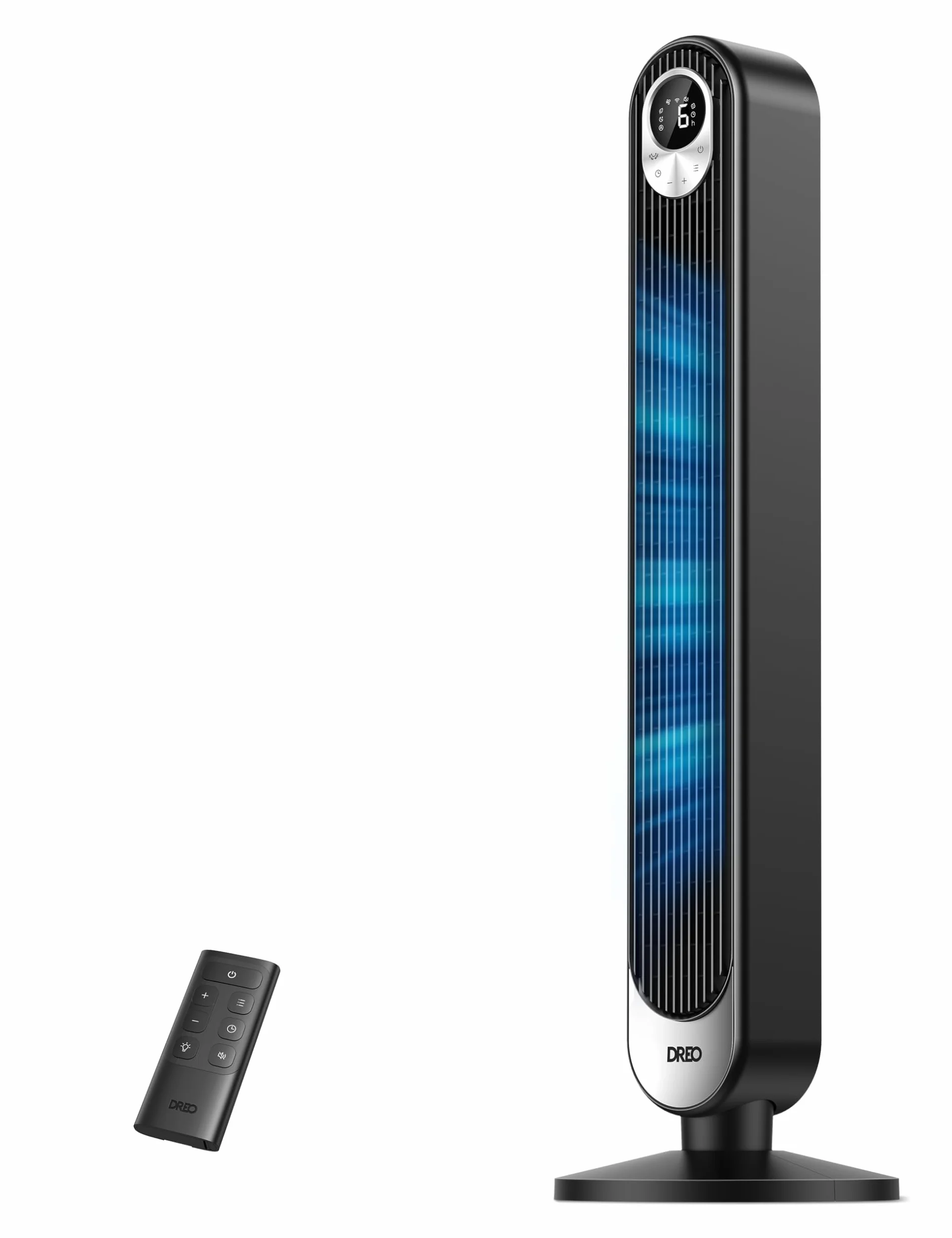 DREO Ventilatore a Torre 106cm, Potente 8.53 m/s, Ventilatori a Colonna Silenzioso con Telecomando, 9 Velocità, 4 Modalità, Oscillazione a 90°, Timer da 12H, per Camera da Letto, Stanze Grandi