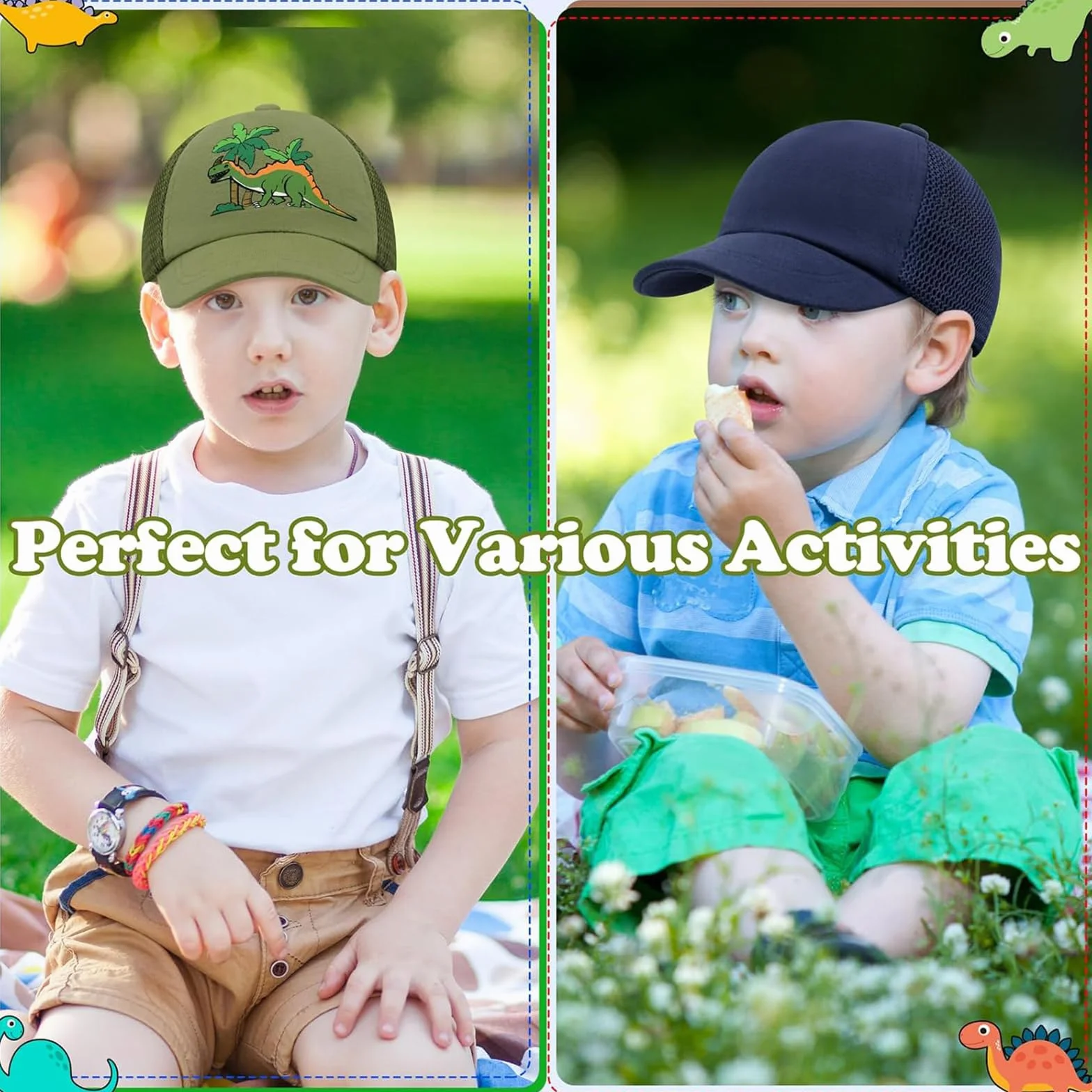 Baby Toddler Baseball Caps Cappelli da Sole Regolabili Dinosauro Bambini Ragazzi Ragazze