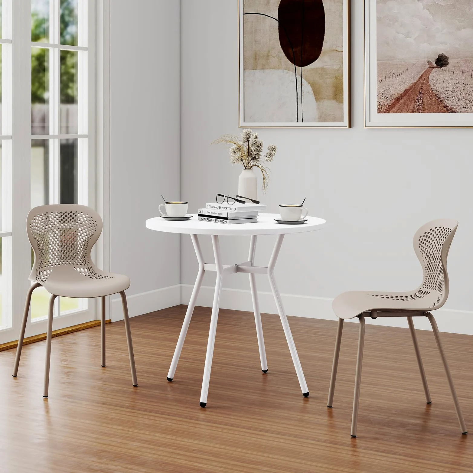 JIJIAN Set di 6 Sedie Sala da Pranzo Impilabili, Sedia da Cucina con Gambe in Metallo, Sedie da Giardino in Plastica, per Sala da Pranzo, Soggiorno, Giardino, Balcone e Terrazza, Cachi