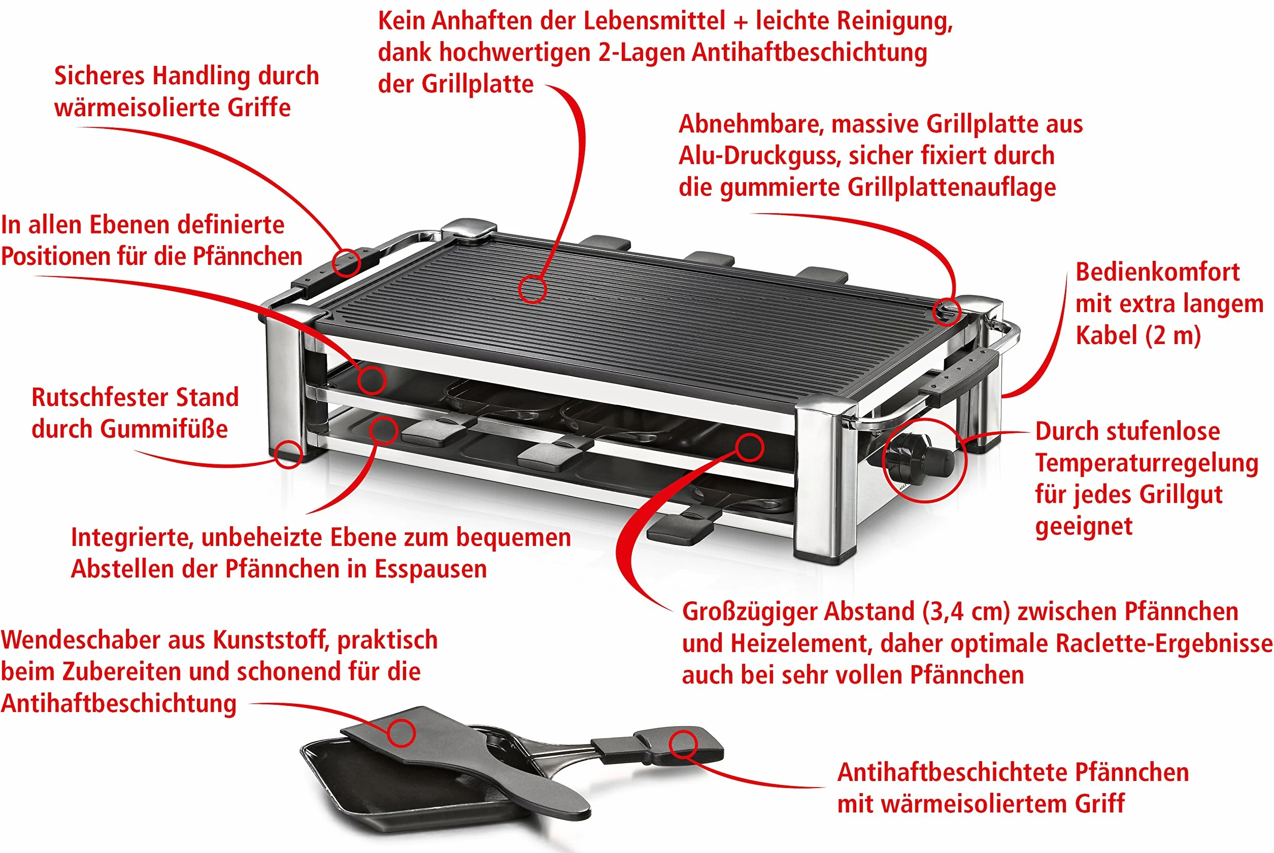 Rommelsbacher RCC 1500 raclette 1500 W Chrome