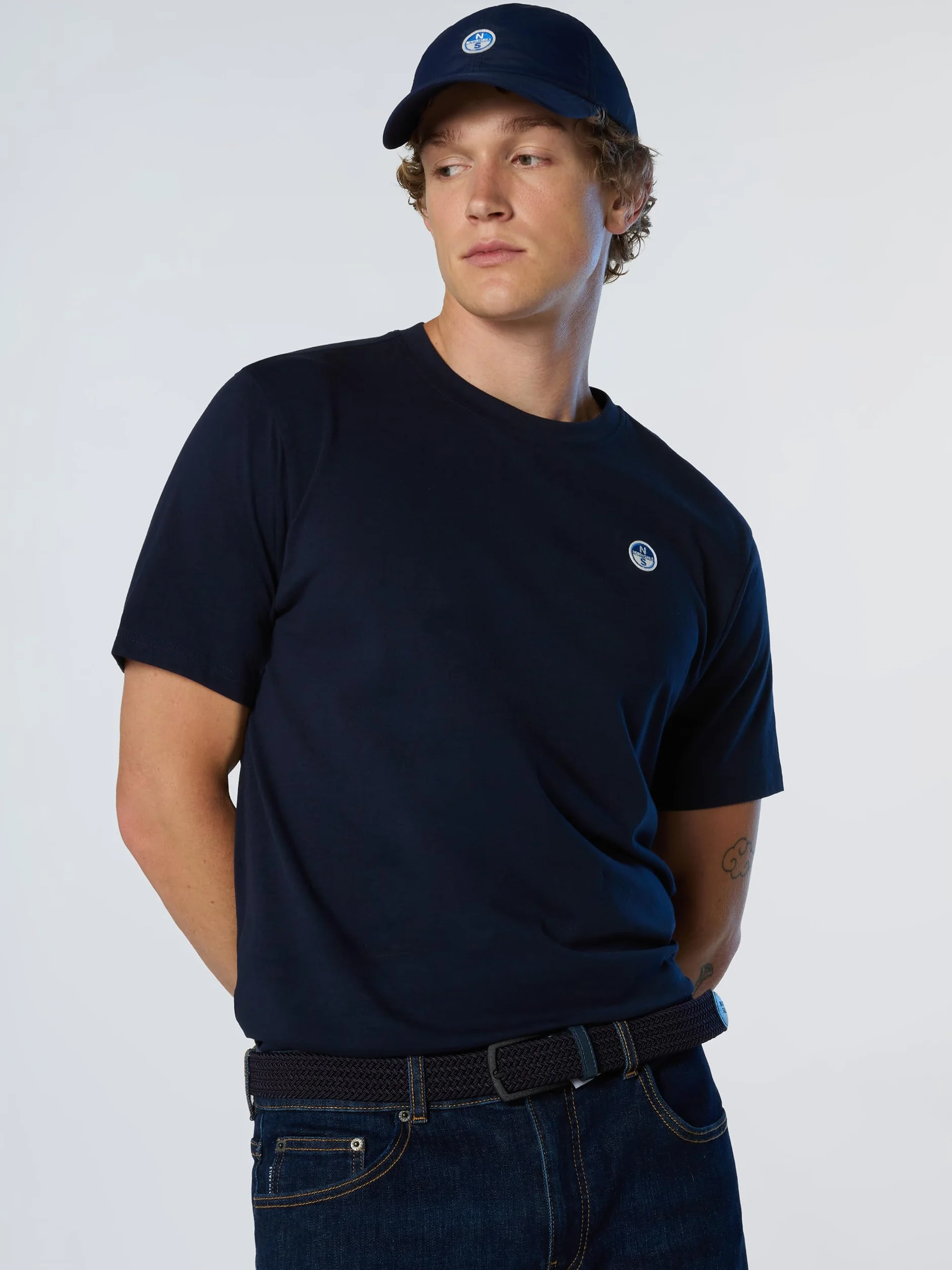 NORTH SAILS T-Shirt Uomo in Jersey di Cotone Organico con Patch Logo