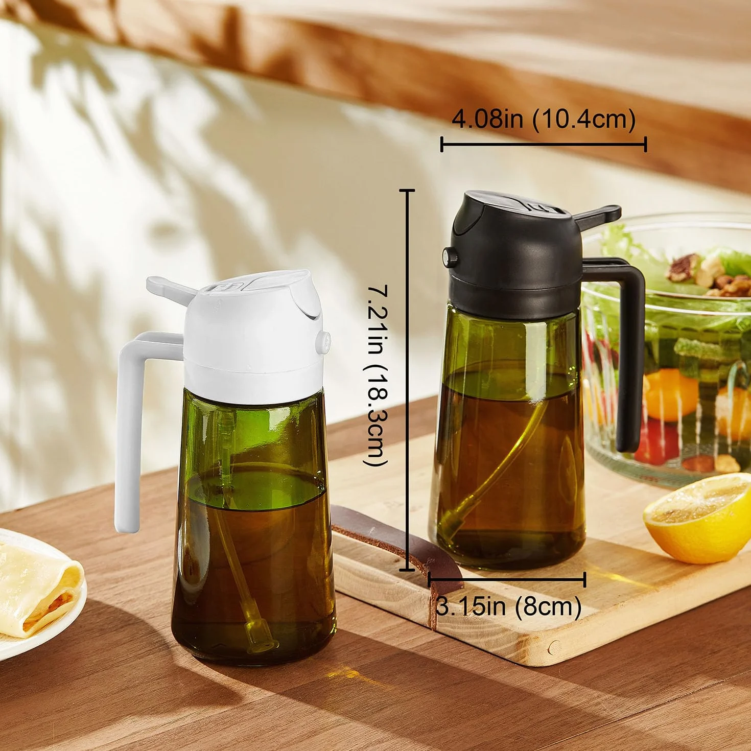 TrendPlain Spruzzino Olio per Friggitrice Aria 470ml 2 in 1 Dosatore Olio per Cucina