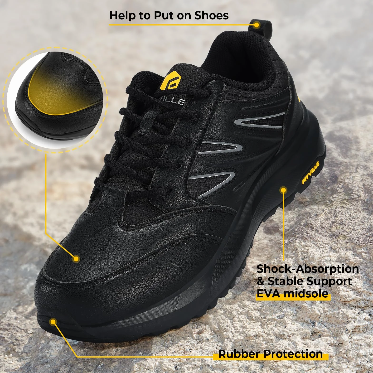 FitVille Scarpe Uomo Extra Larghe Running Leggere Traspiranti Sneakers Ginnastica Supporto Arco Plantare
