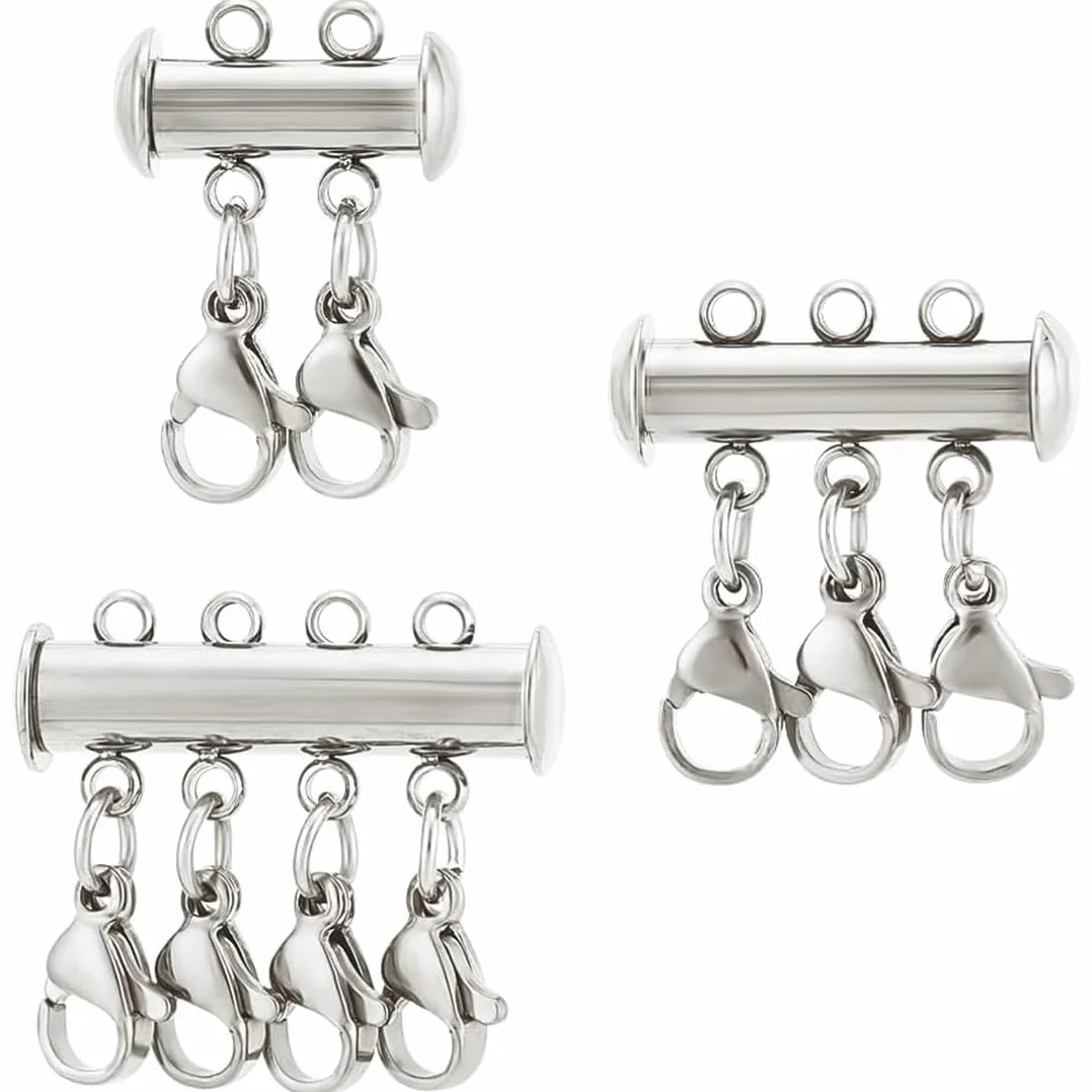 JEYORZY 3pcs connettori per gioielli, chiusure magnetiche a strati per collane, chiusure a strati per collane, chiusure distanziali per collane a strati, separatori per collane multifilo, per 3 misure