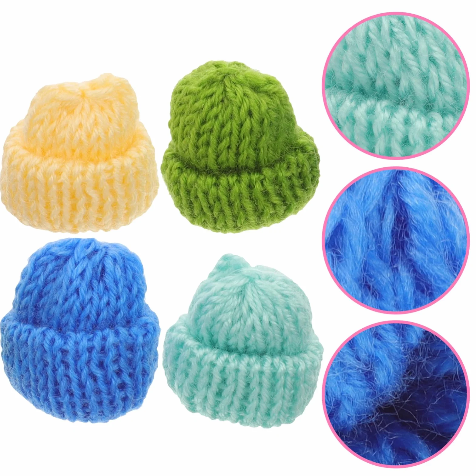 Abaodam Set 20 Pezzi Mini Cappelli Decorativi in Filato Lavorato a Maglia Per Fai Da Te, Accessori Creativi Per Bambini, Decorazioni Per Giocatoli e Progetti Artigianali Scolastici