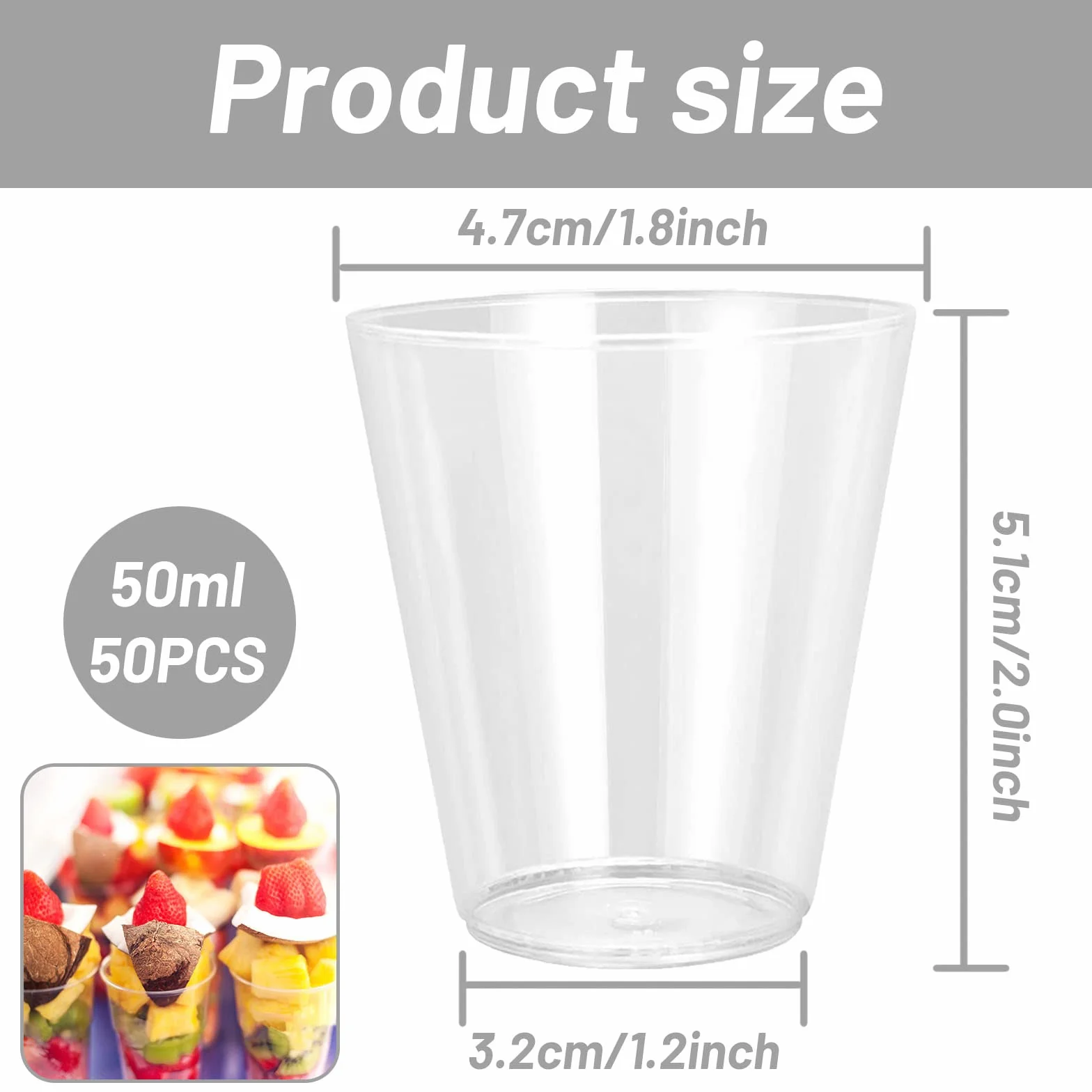 50 Pezzi Bicchieri Plastica Rigida Riutilizzabili 50ML Lavabili Trasparenti per Cocktail Feste Picnic