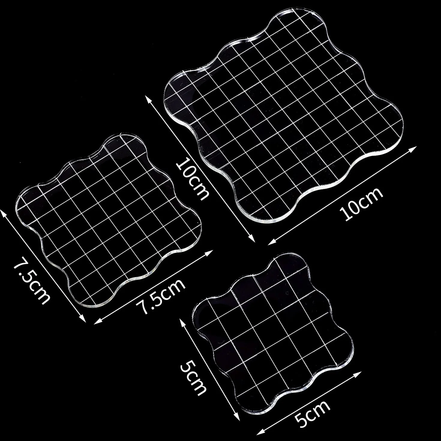 Set di 3 Blocchi per Timbri Trasparenti, Blocco Acrilico per Timbri con Griglia Timbri Trasparenti per Scrapbooking Album Fotografici Artigianato