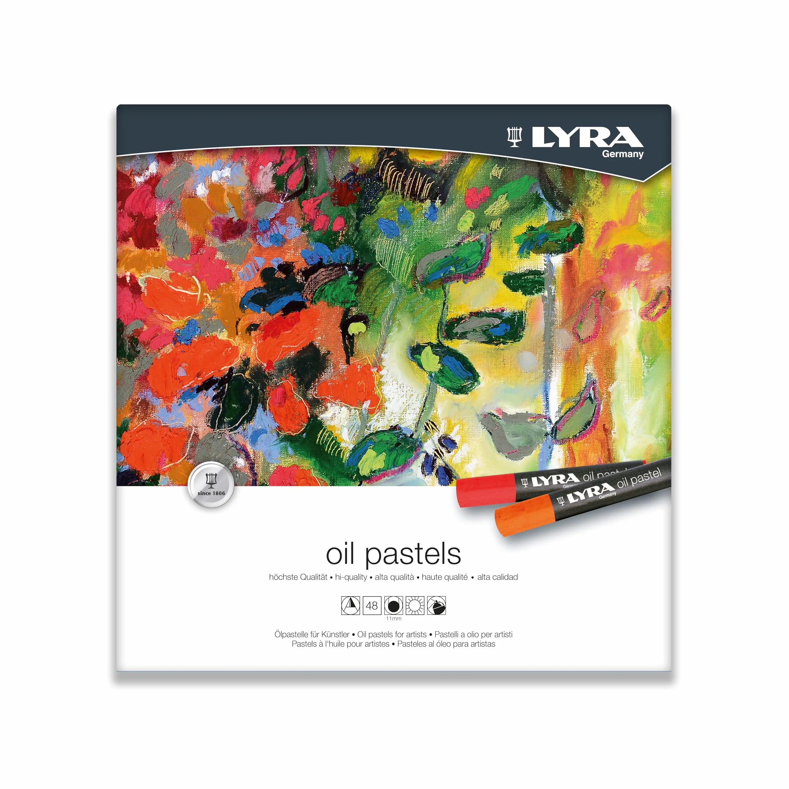 LYRA L5811480 - Pastelli a olio per artisti, rotondi, 11 mm, 48 colori assortiti