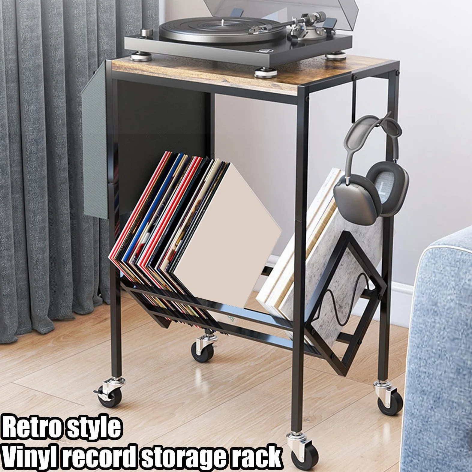 Portadischi Supporto per Vinili da Collezione Scaffale a Doppio Livello per | Portacollezioni Per Dischi Musicali per Appartamento Studio Bagno Soggiorno Ufficio d'Angolo Camera da