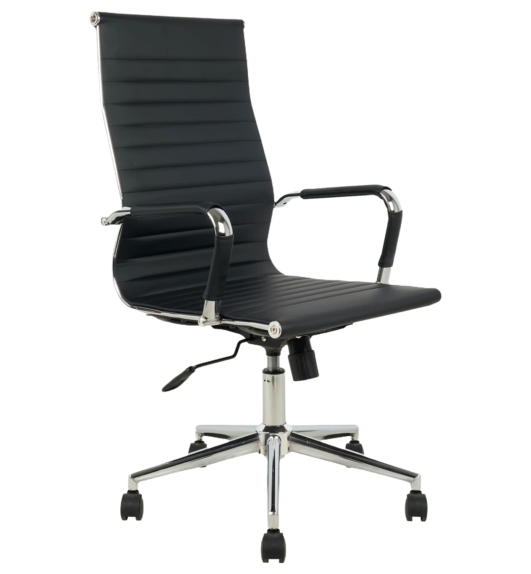 IlGruppone Sedia da Ufficio Elegante Poltrona Direzionale Base Cromata Ruote SilenzioneErgonomica Design Moderno Colore Nero Rivestimento Ecopelle