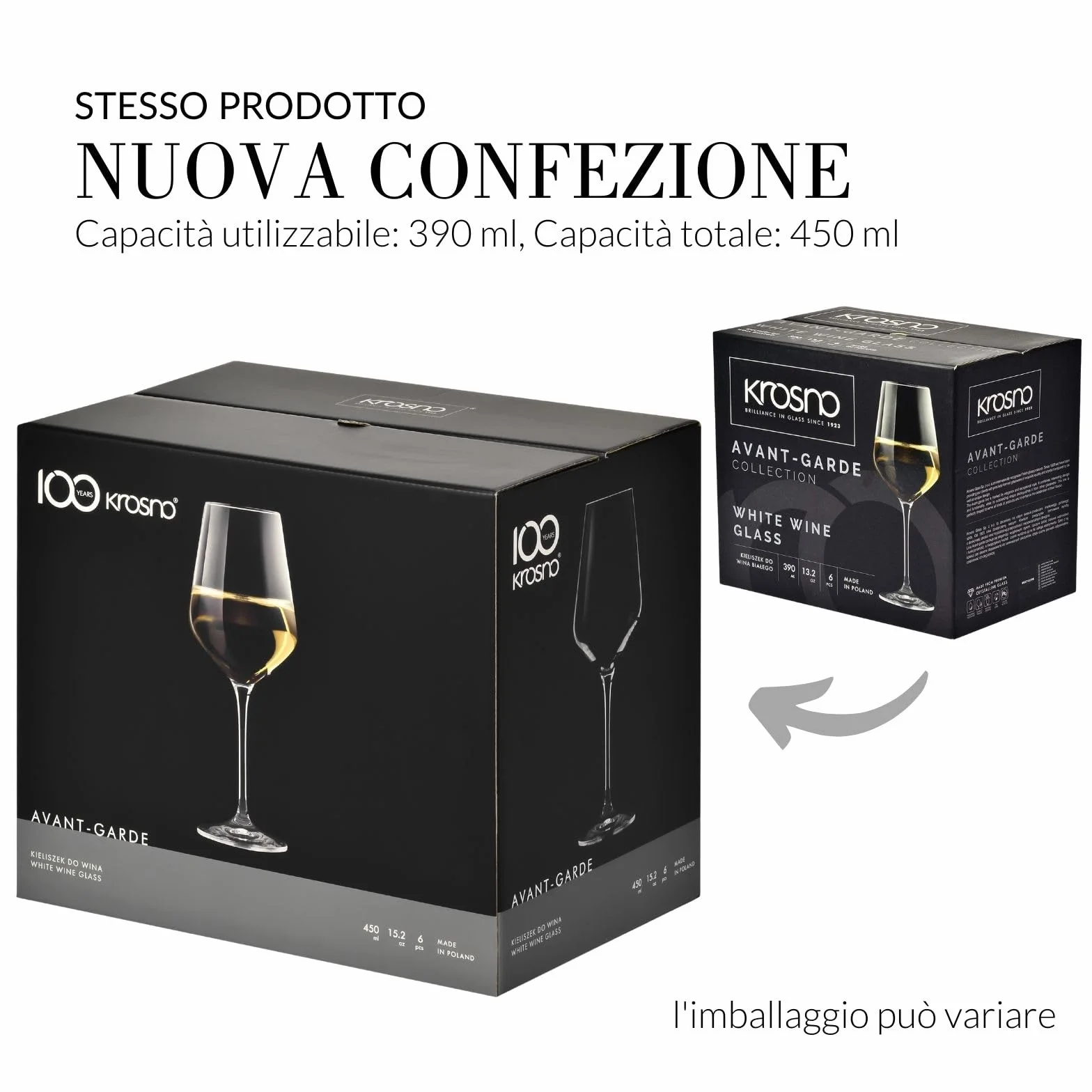 Krosno Bicchieri da vino bianco grandi Set di 6 450 ML Cristallo senza piombo Lavabili in lavastoviglie
