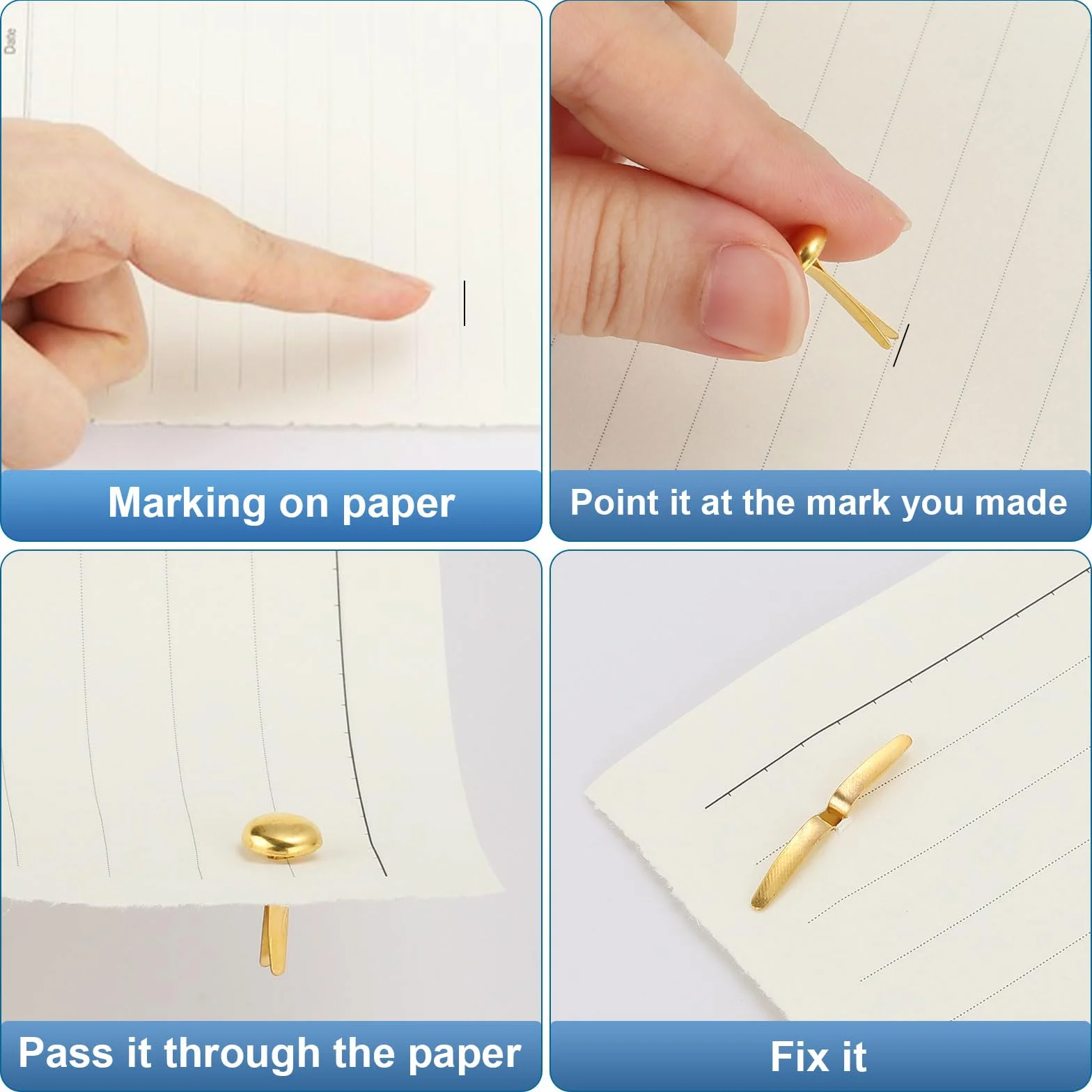 PATIKIL 1000 PCS Fermagli In Ottone Per Carta Puntine Metalliche Pastello Mini Fermagli Testa Tonda Placcati Per Materiali Creativi Scrapbooking DIY Supplies, Tonalità Argento, 4.5 X 8 Mm
