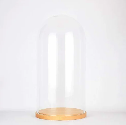 EMH - Espositore a cupola in vetro con base in legno, altezza 41,5 cm