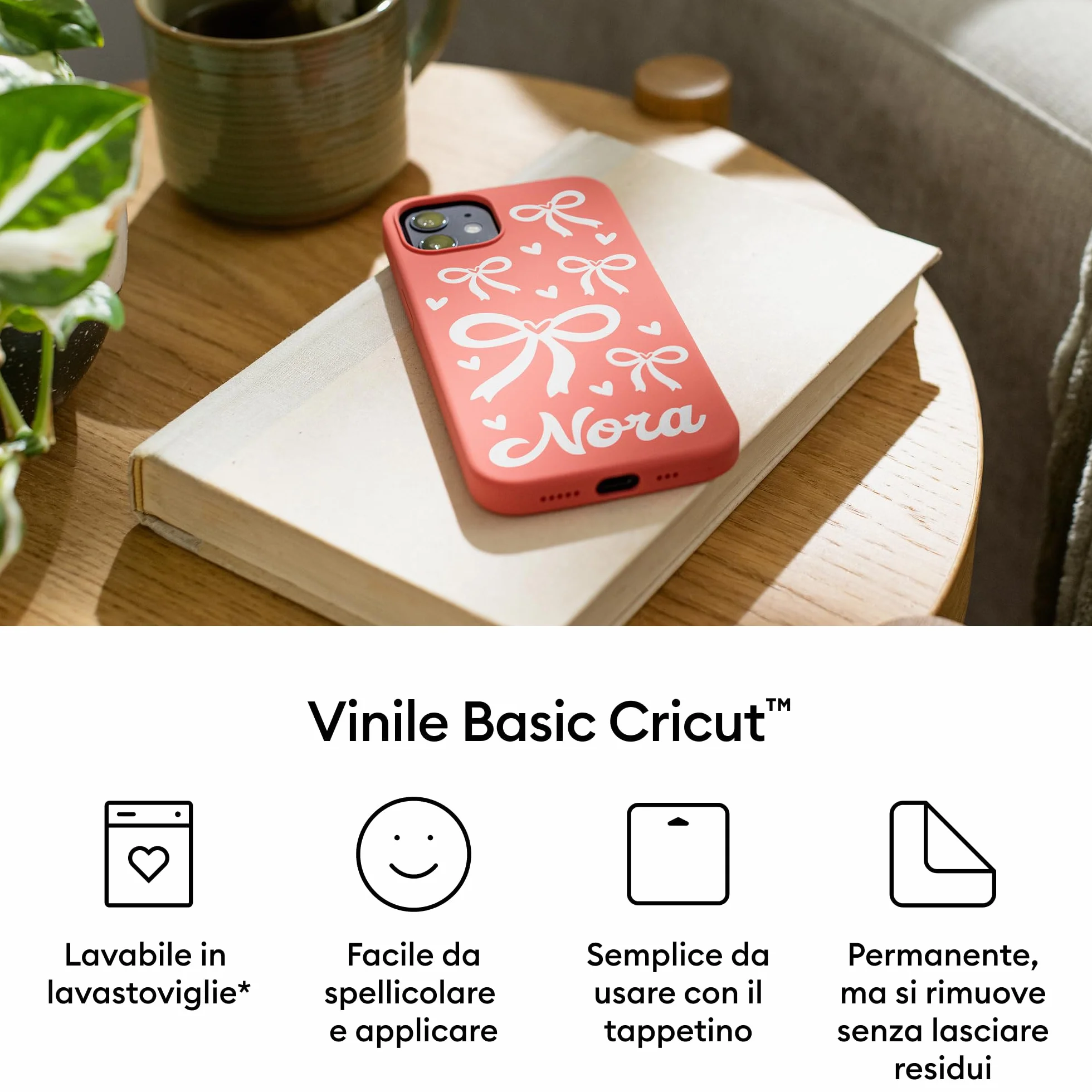 Cricut Pellicola in vinile per plotter 10 fogli 30,5 cm x 30,5 cm autoadesiva permanente Nero