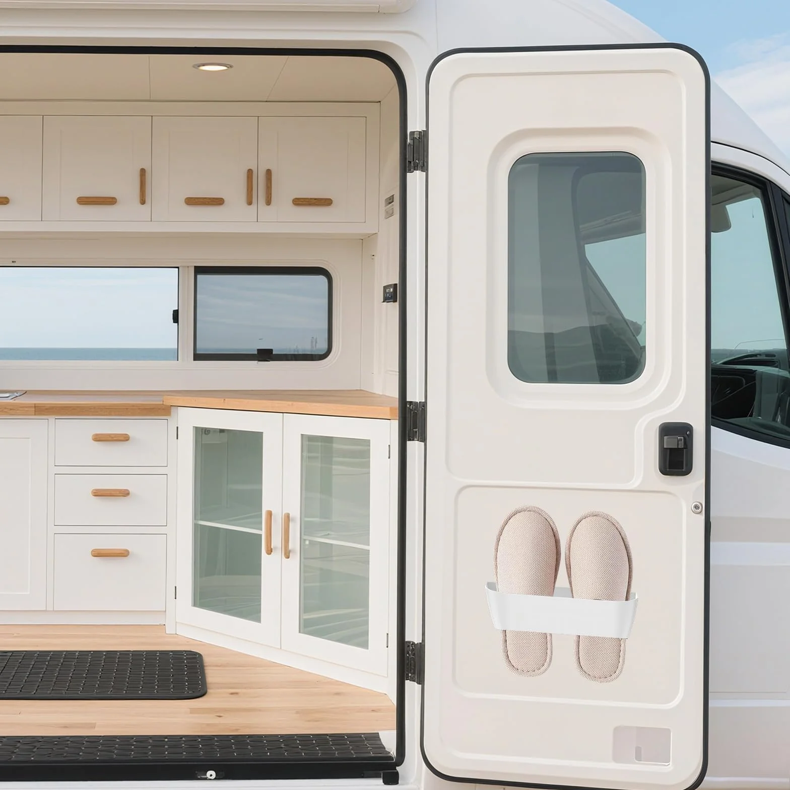 Portascarpe da parete per camper 4 pezzi bianco senza foratura autoadesivo