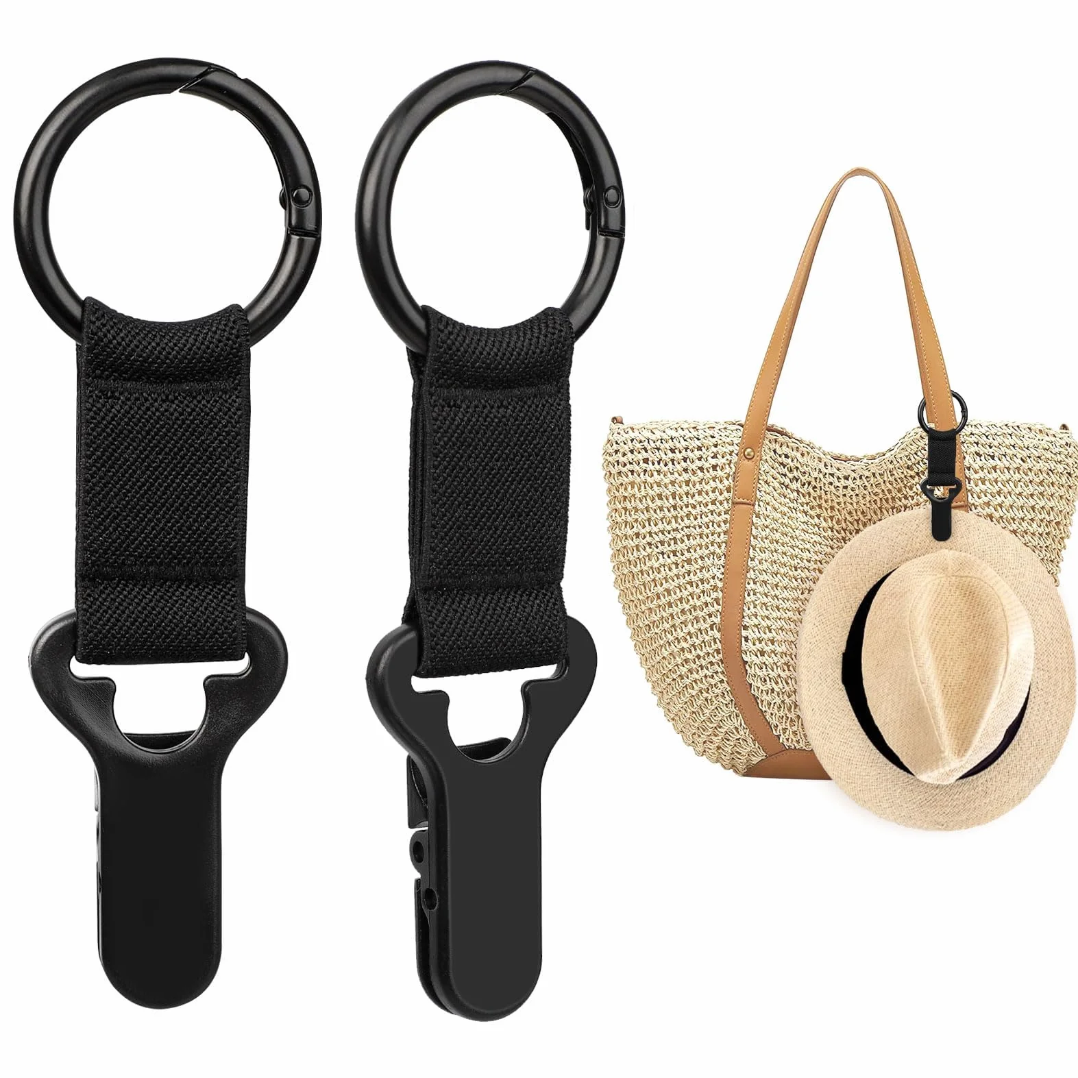 Clip Cappello, 2 Pezzi Clip Porta Cappello, Clips per Cappellini da Viaggio, Multifunzionale Cappellini Clips, per Borsa da Viaggio, Valigia, Accessori per Borse (A)