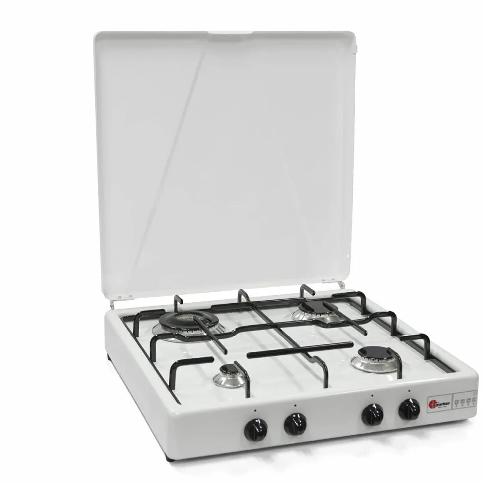 Parker Fornello a Gas GPL 4 Fuochi Piano Cottura con Bruciatore Doppia Corona 3,5 Kw Made in Italy - Mod. 542CBGP/C