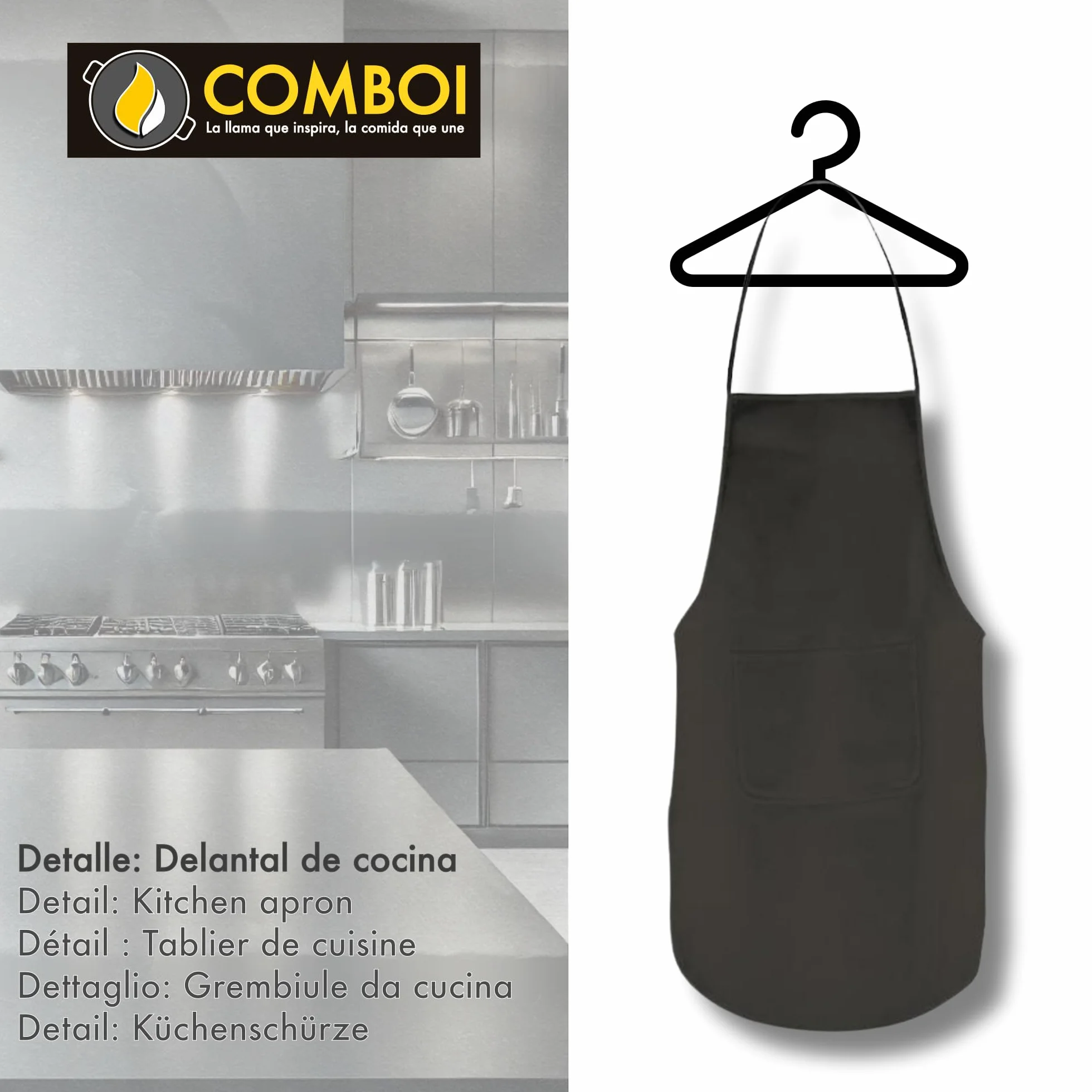 COMBOI Kit Paellero Pro-E 53 cm, Bruciatore a gas butano-propano, Paellera smaltata 70 e 42 cm, Regolatore, Tube, Gambe rinforzate, Livello, Grembiule, Libro ricette digitali