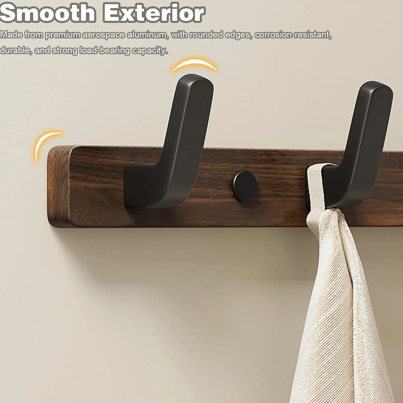 Appendiabiti Parete Moderno in Legno Noce Massello 4 Ganci