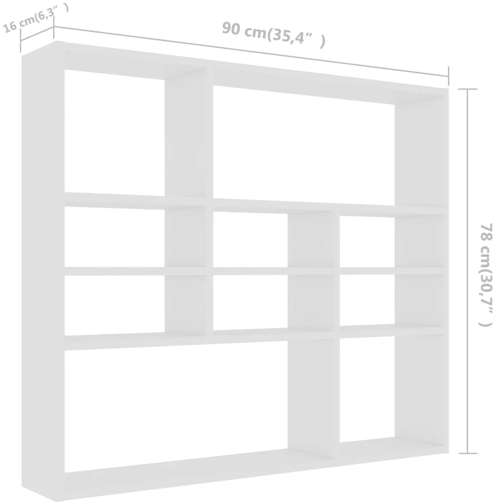 Gecheer Scaffale a Muro Libreria da Parete Rettangolare in Legno, Mensola Pensile Cubo Bianco 90x16x78 cm