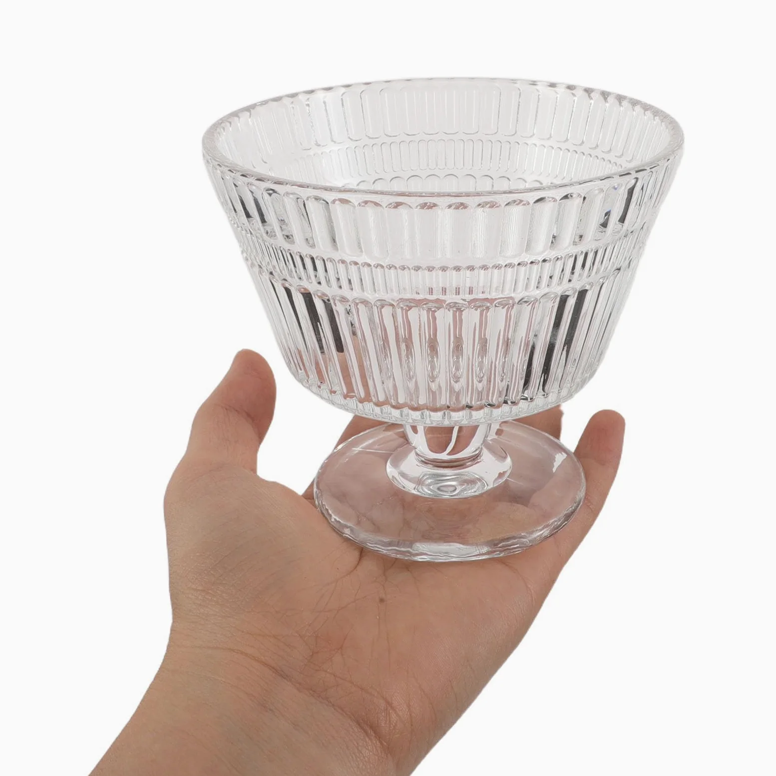 Set 4 Coppette da Gelato in Vetro 9oz Piedistallo, Resistente al Calore e Facili da Pulire, per Feste e Riunioni Informali