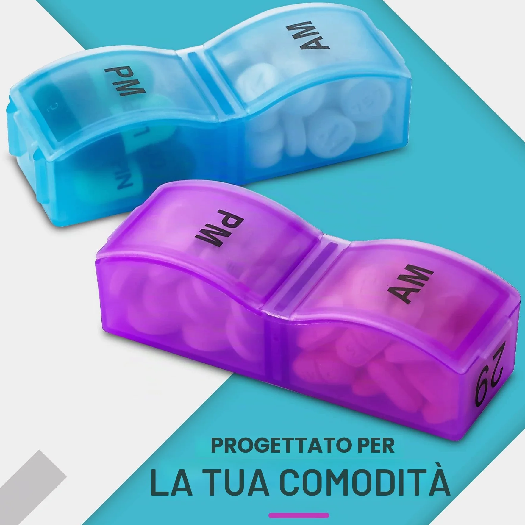 Organizer mensile per pillole 32 scomparti mattina e sera vitamine medicinali