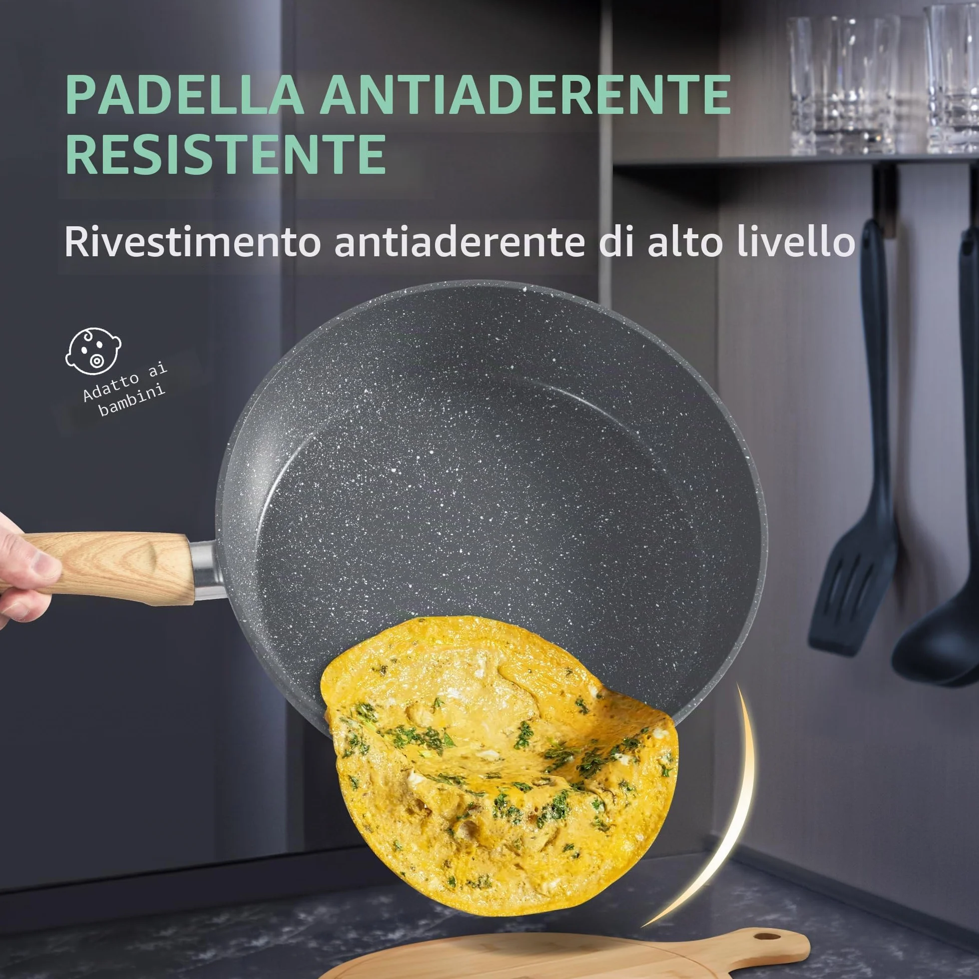Kitchen Academy Set di pentole e padelle, 12 pezzi, con rivestimento antiaderente, set di pentole e padelle per induzione, fornelli a gas e microonde, grigio, KA-CS01-001