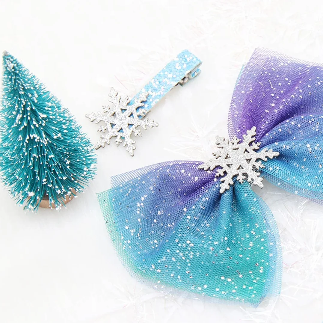Fermagli per capelli bambini set fiocchi di neve regalo compleanno ragazze cartoni animati